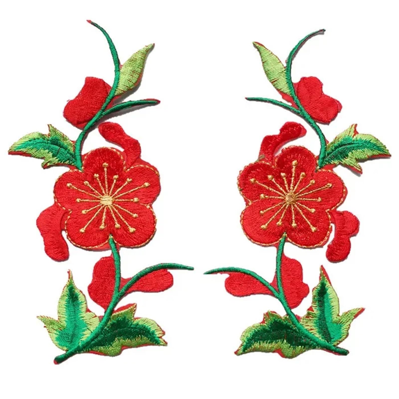 Wtaxbh Red Iron On Patches 8Pcs Flowers Leaves Roses Sew Iron On Patches Embroide Badges For Clothes Diy Appliques Craft Decoration(Red)