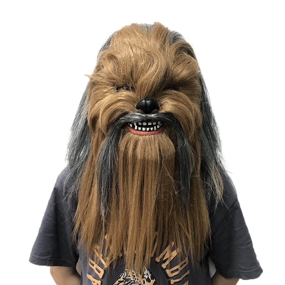 RONGYEDE -Hworks Chewbacca Headwear Full Face Mask Latex Cosplay Costume Props for Halloween Party