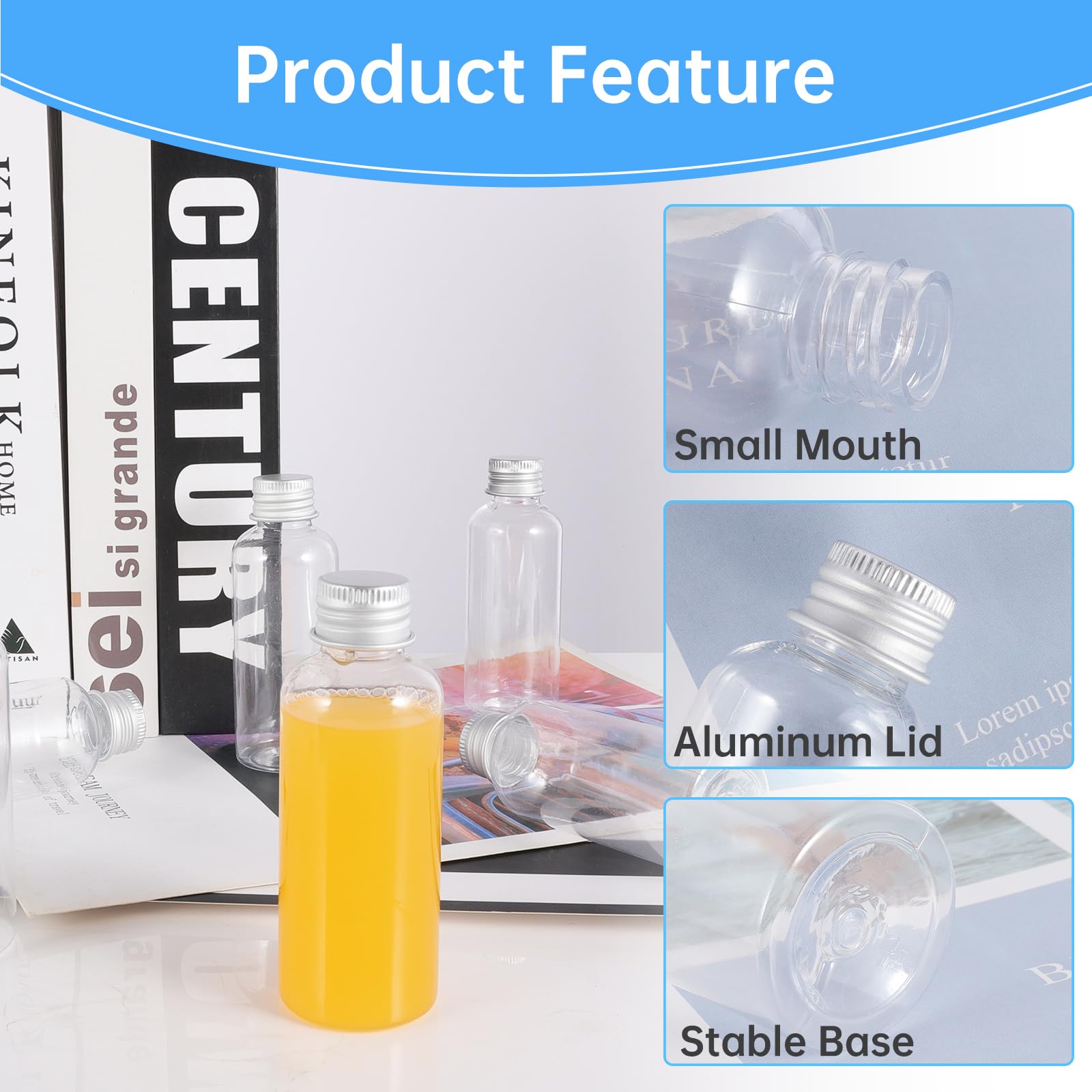 JOYSKY 60ml Small Shot Bottles with Lids 16PCS Mini Plastic Bottles Small Juice Bottle Reusable for Alcohol Juice - Image 3