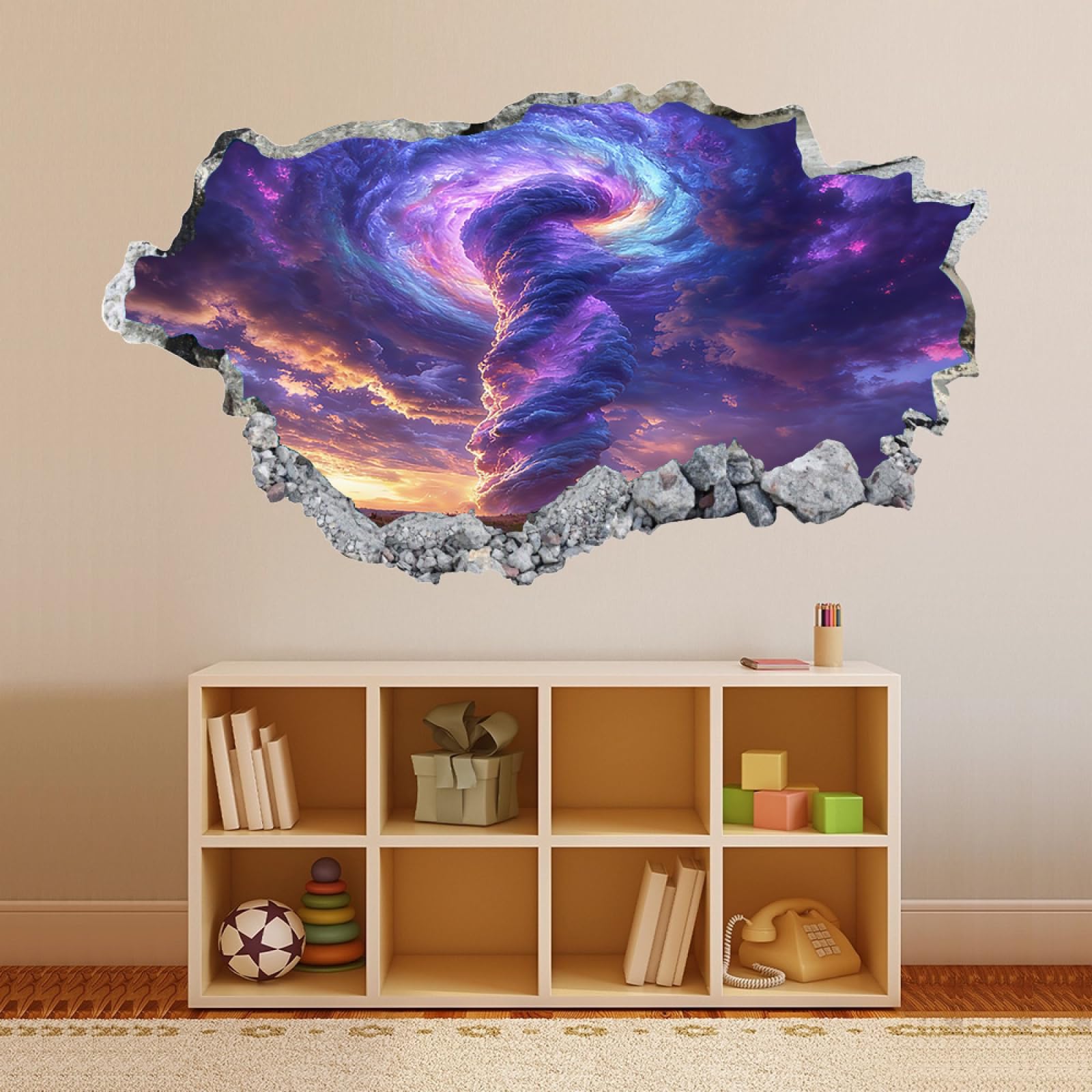 Vinilos Decorativos 3D Rotos Tornado Tatuaje de pared vinilo extraíble decoración del hogar Calcomanías impermeables para Guardería Habitación Decoración de pared 70x122cm