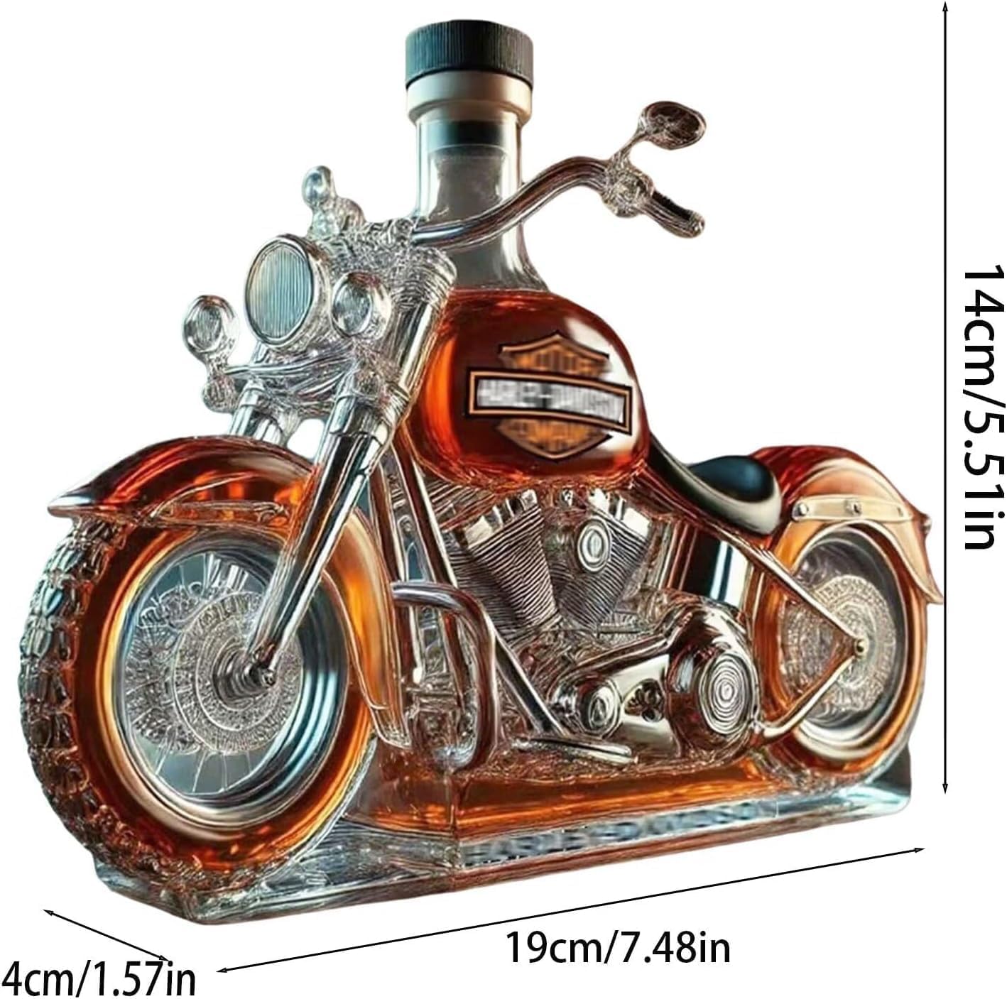Decantador de whisky en forma de motocicleta 300 ml 3D para vino de vodka bourbon Jarra de whisky original con función aireadora, decoración retro para oficina y cocina