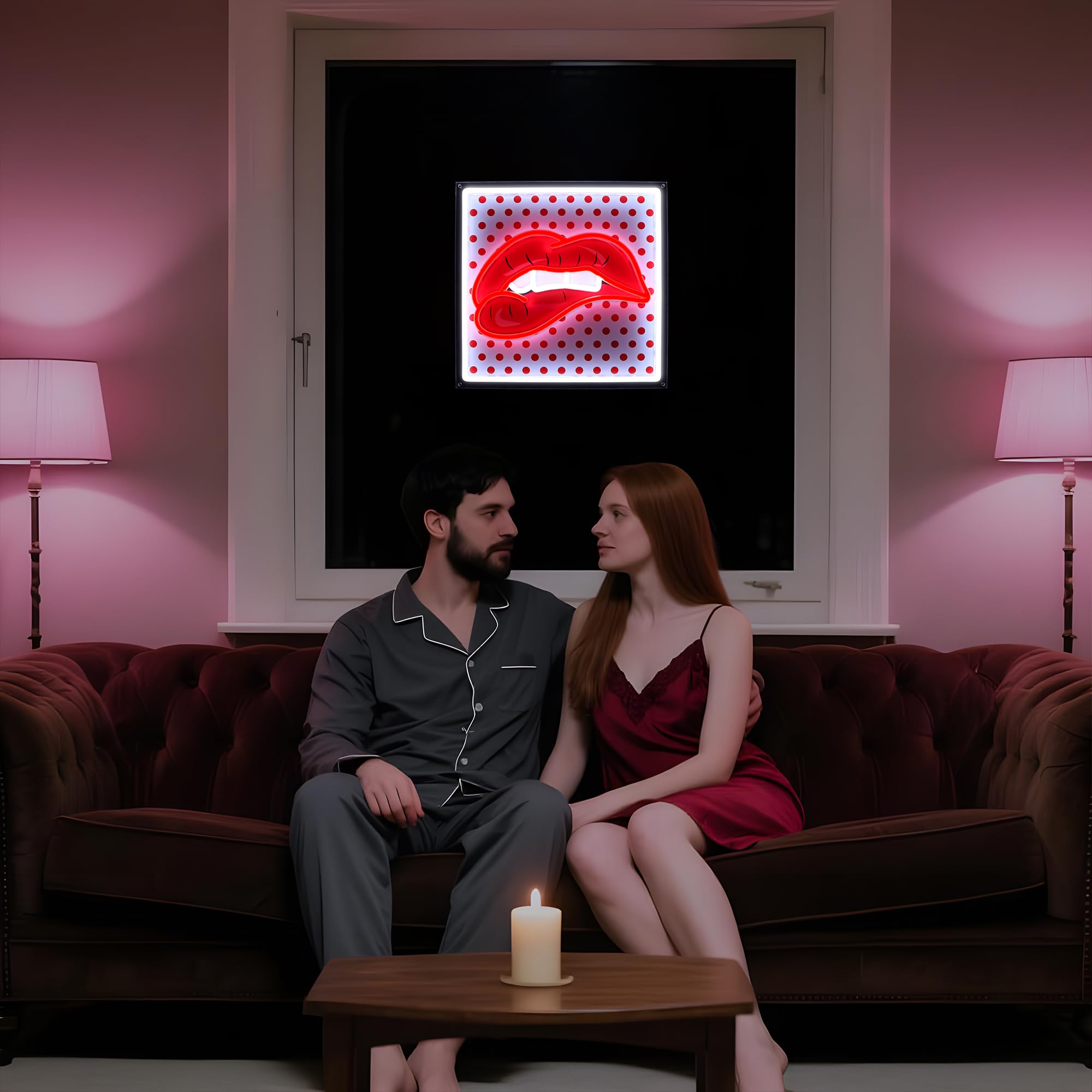 Segno al Neon Labbra Rosse, Luce LED con Stampa UV Regolabile, Luci al Neon Cool e Sexy per Camera da Letto, Decorazione da Parete LED per Bar, Festa, Regali alla Moda per Ragazze