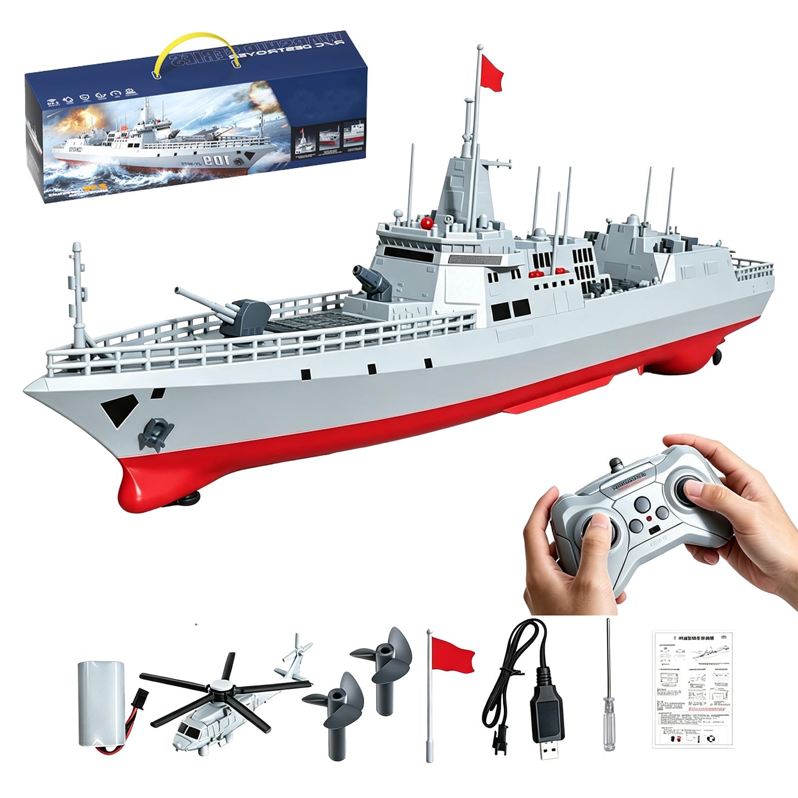 Barco destructor RC de 2,4 GHz con pulverizador de agua y alcance