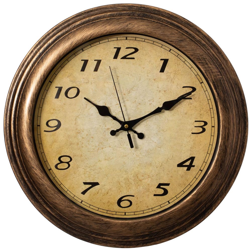 Horloge murale ronde anti-tic-tac pour chambre à coucher calme