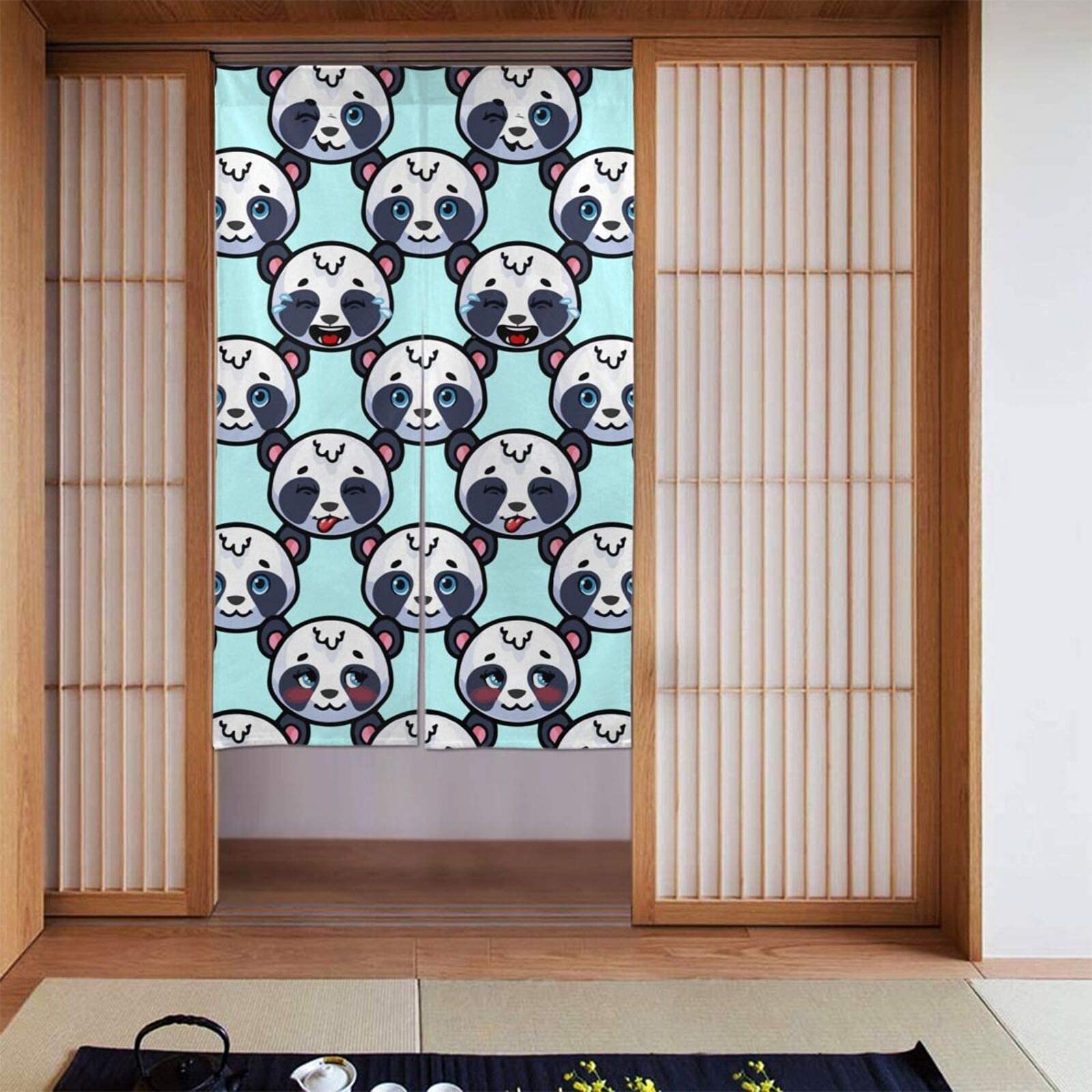 Amazon のれん 素敵なパンダ Pandas 暖簾 目隠し遮光 玄関 間仕切りカーテン お店 出入り口 カーテン 和風 装飾 シェードカーテン 四季兼用 お風呂のれん おしゃれ Curtain 86 X 143 Cmドアカーテン のれん オンライン通販