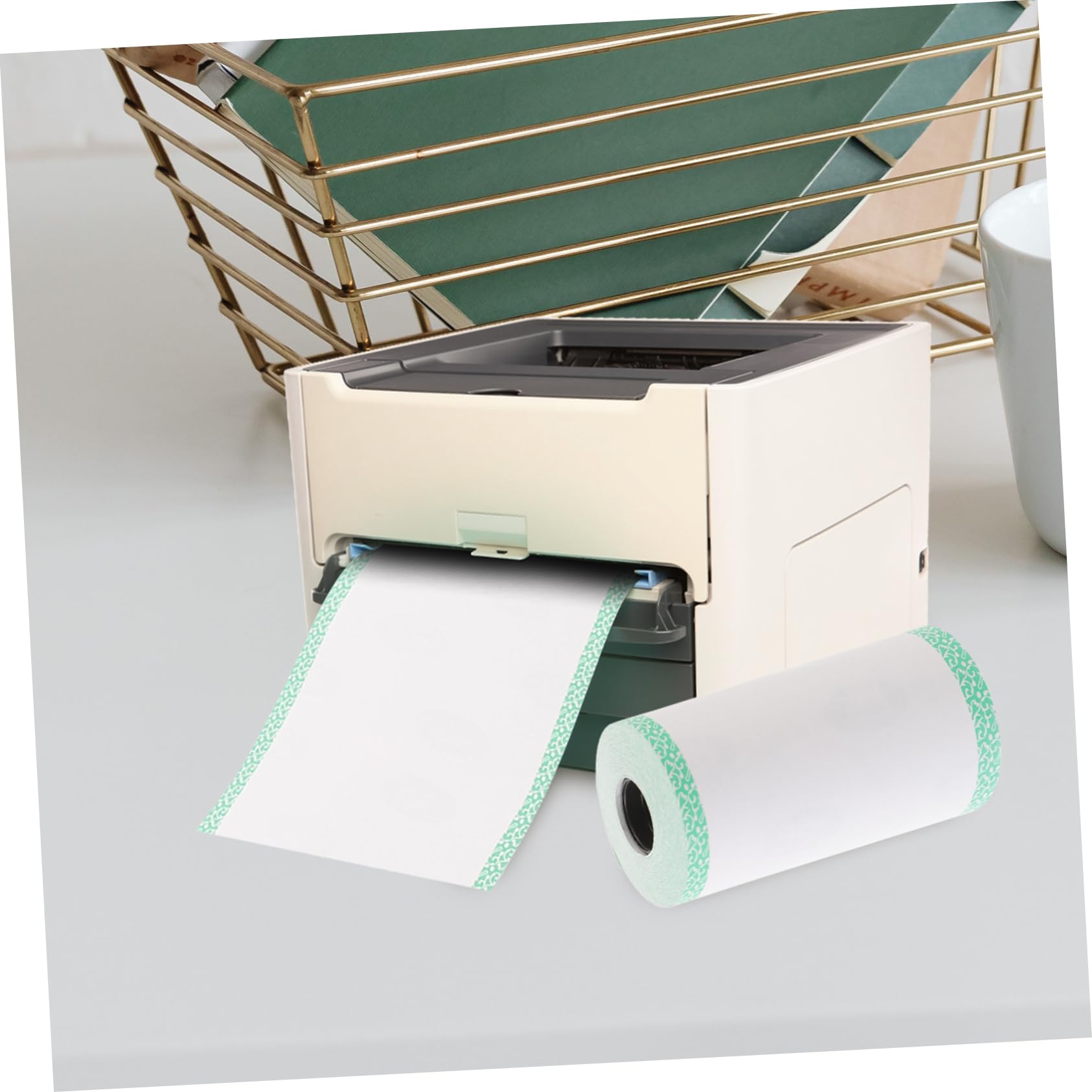 Operitacx Papel Térmico Para Impresoras De Recibo Térmico Para Supermercados Hospitales Y Bancos Bordes Verdes 4 * 5