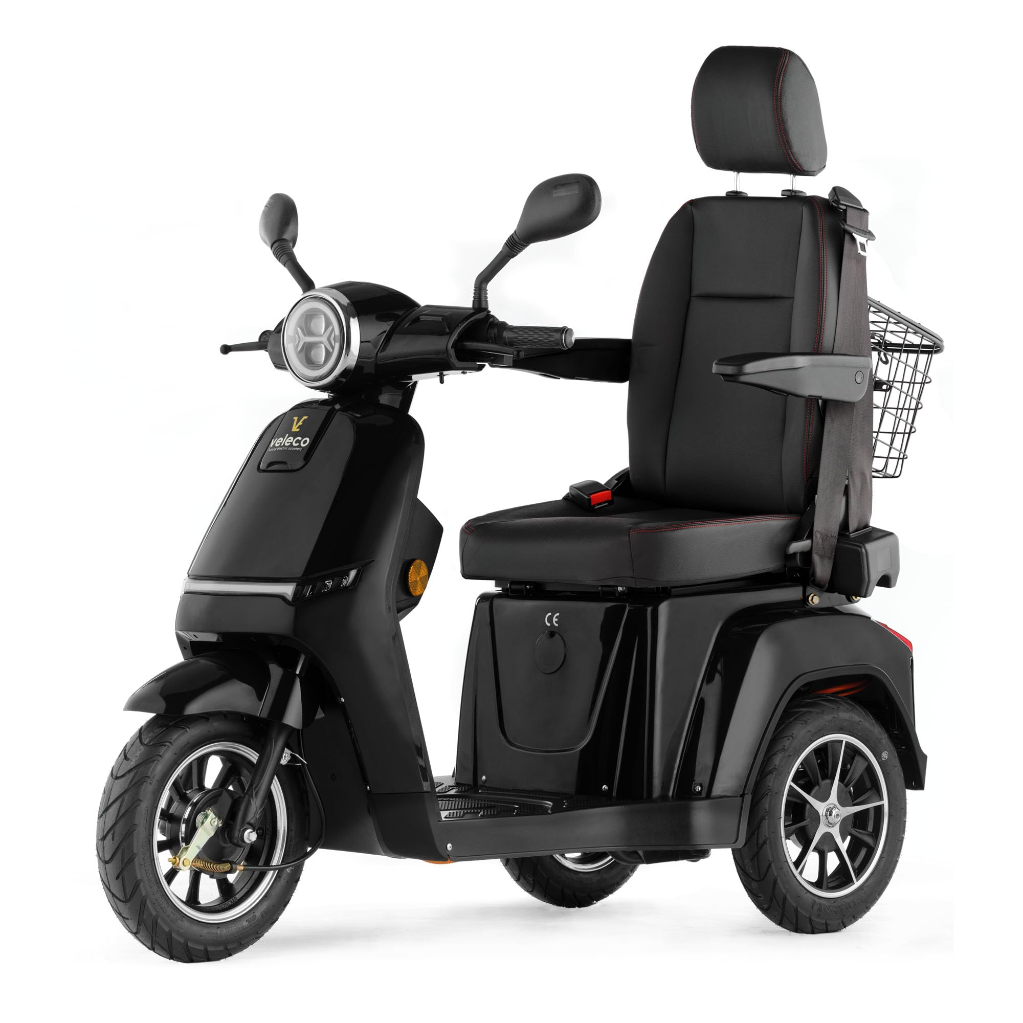 VELECO TURRIS con asiento de capitán ajustable, dispositivo de movilidad intuitiva, ayuda para discapacitados totalmente montada (Negro)