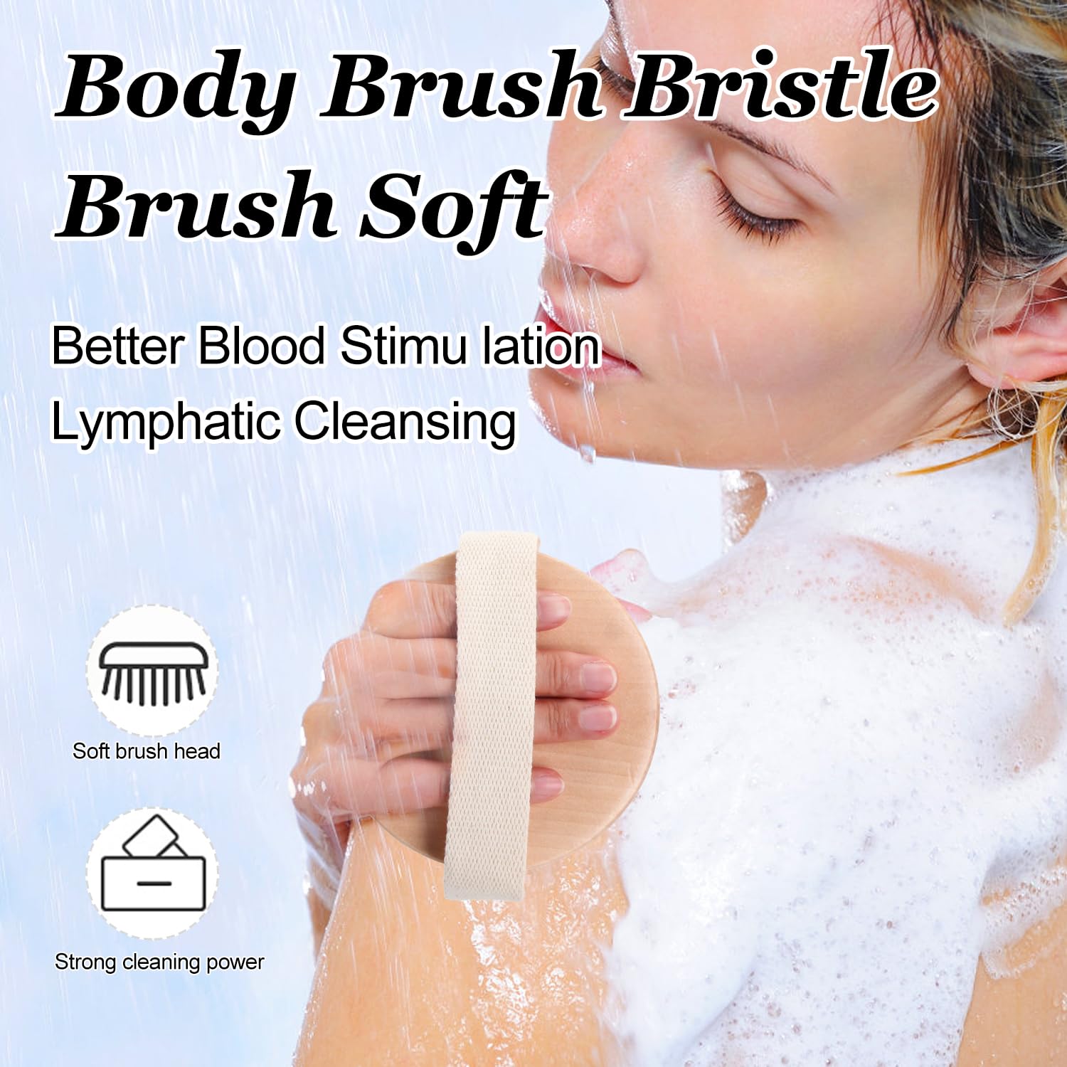 Dry Brushing Body Brush Natural Bristle Exfoliating Brush for Cellulite Reduction, Ergonomic Handle Design for Full-Body Care, Ideal for Dry or Wet Brushing - Image 4