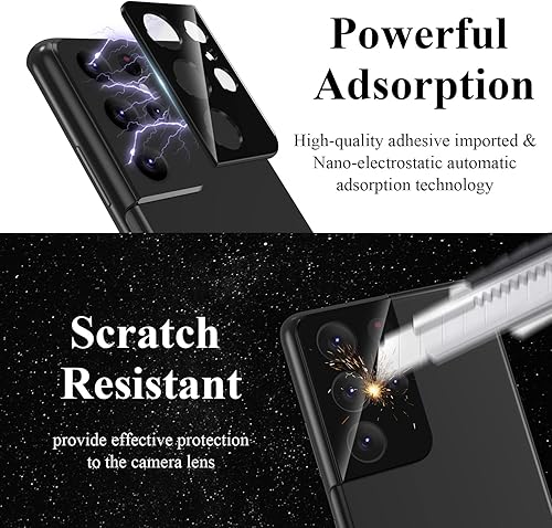 Miniatura 5 de Paquete de 4 protectores de lente de cámara para Galaxy S21 Ultra protector de pantalla de cámara de vidrio templado 9H compatible con Samsung