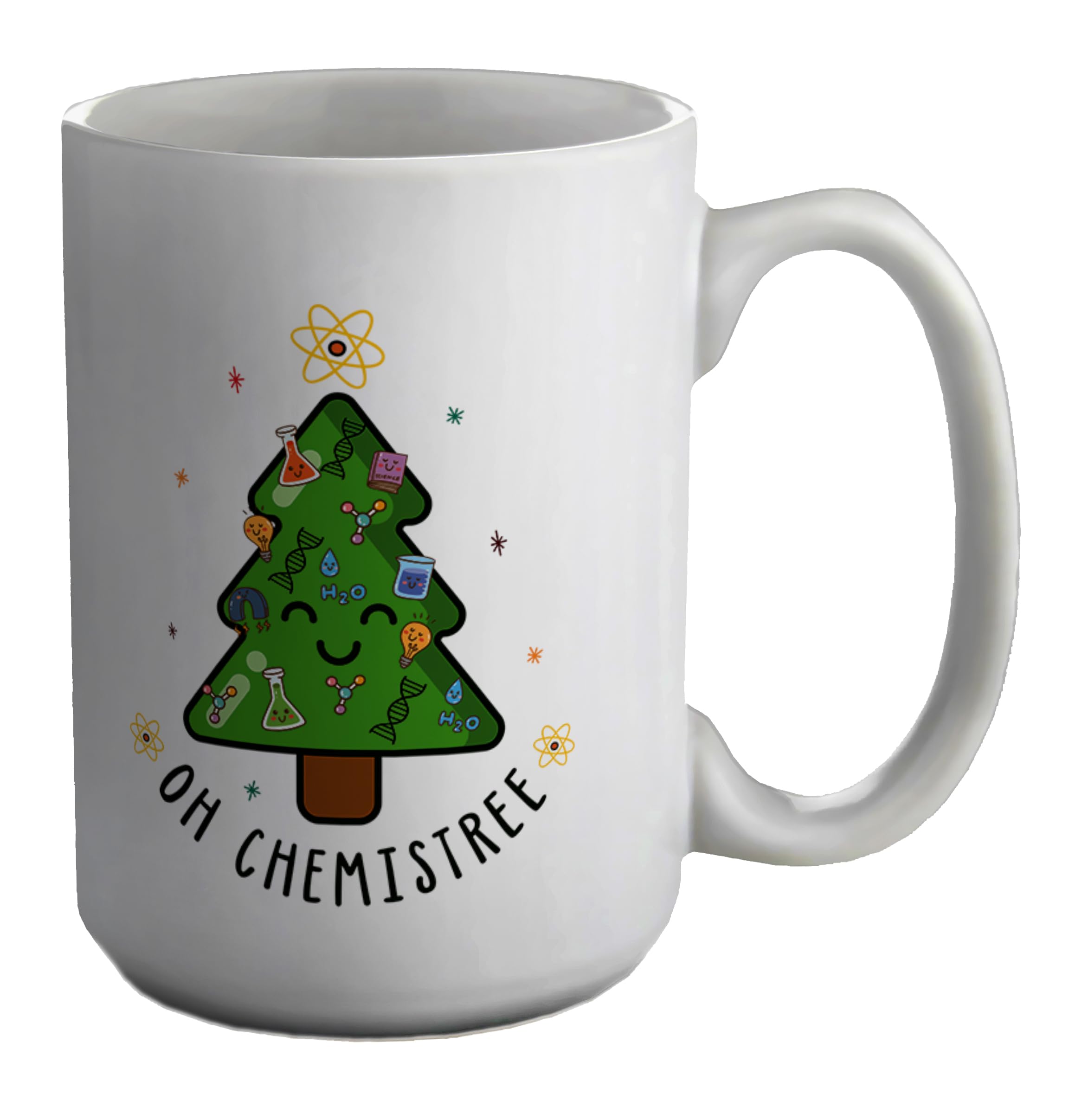 Shopagift Oh Chemistree Funny Mug Christmas Tree Chemistry Joke White 15oz Large Ceramic Cup