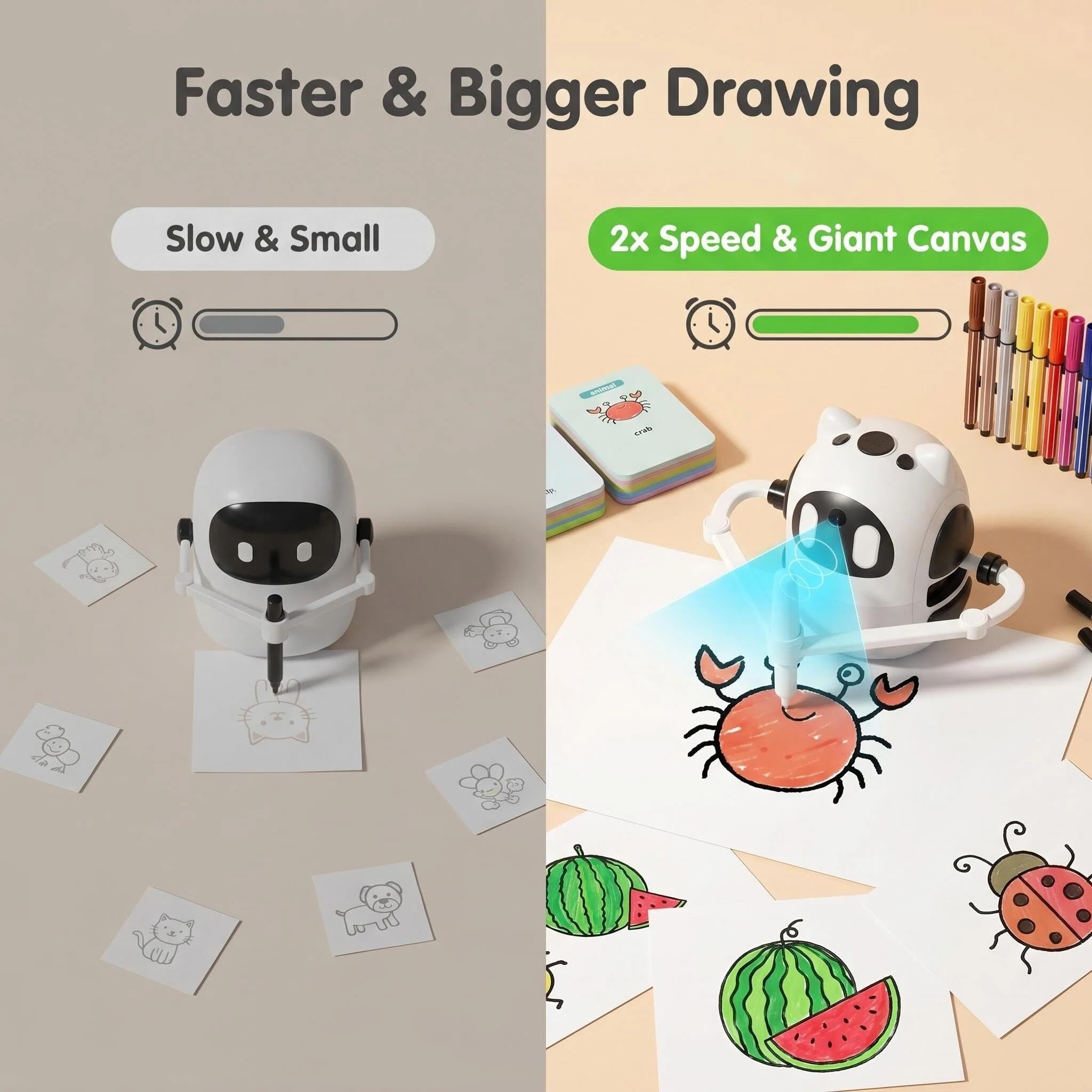 Kit Montessori Robot de dibujo AI con 150 tarjetas y 17 colores