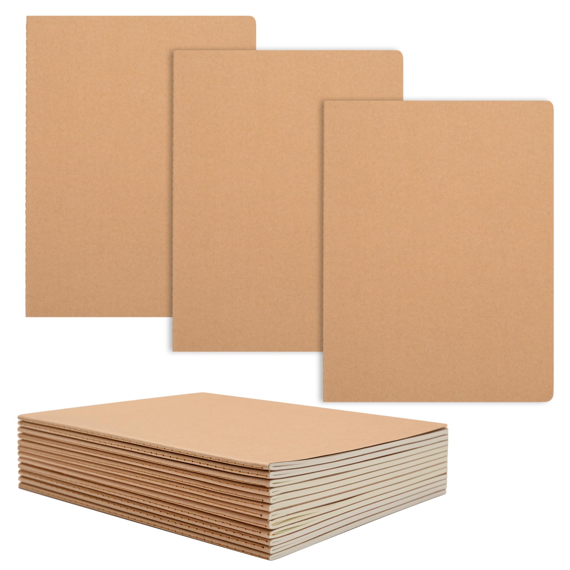 XYark Large Notebook Journals Bulk, 15 Pack, B5 Size, Kraft Cover, College Ruled, 60 Pages, 8.5x11 inch, 80GSM Thick Lined Paper Unknown Binding