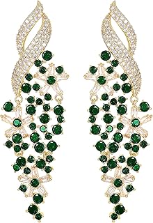 Zircon Gemstone Drop Dangle Earrings, Rhinestone Cluster Earrings Luxury...