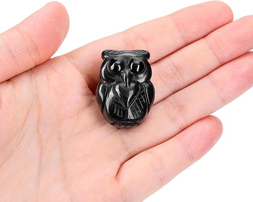 Miniatura 6 de CrystalTears Figura de cristal de obsidiana negra, adorno tallado natural, piedra preciosa de cristal curativo, estatua de animal para decoración