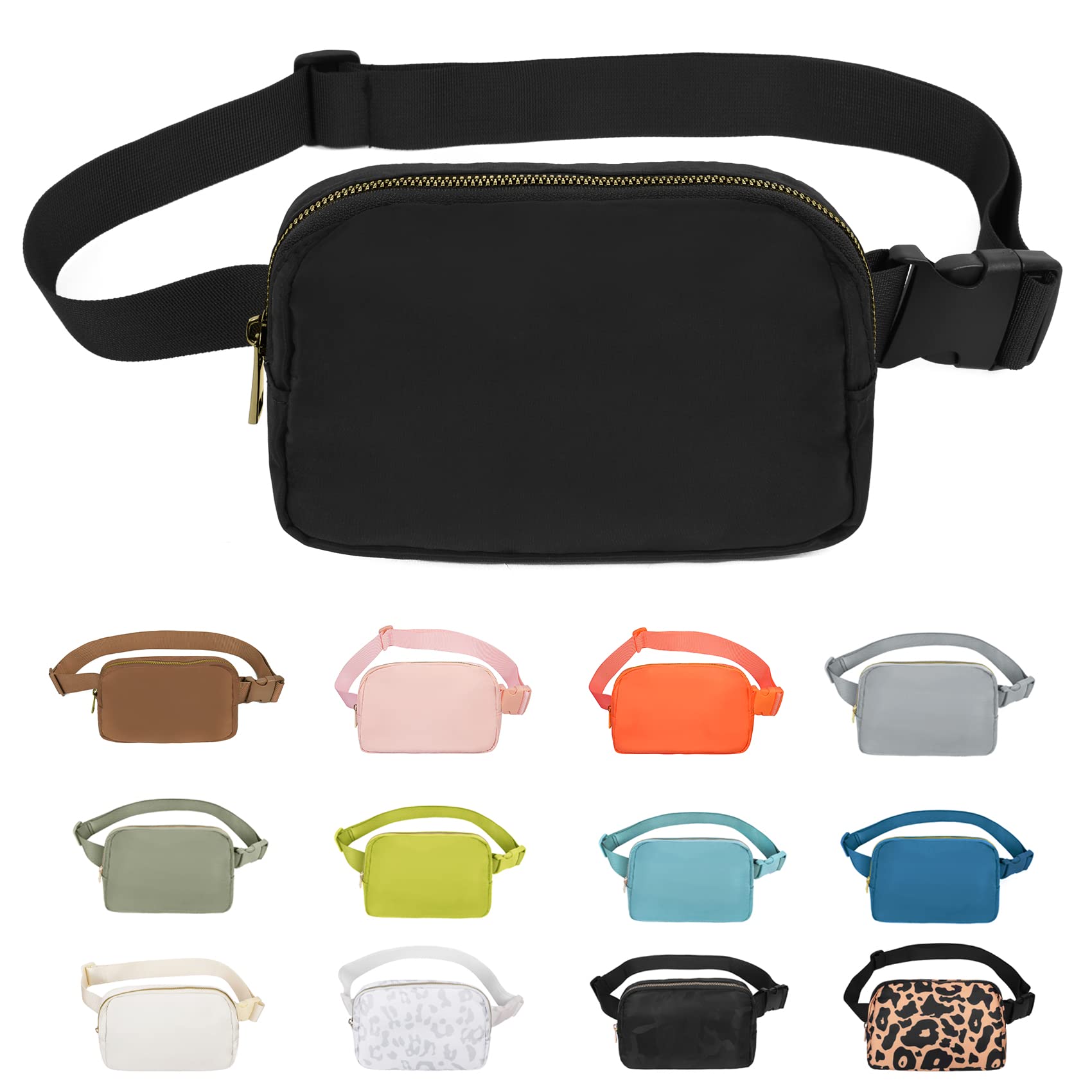 Ceinture de course pour homme et femme - Sac de course fin - Support de téléphone - Ceinture de course à pied - Essentiels pour l'entraînement et le fitness, Noir + noir., 1 Pack Slim Running