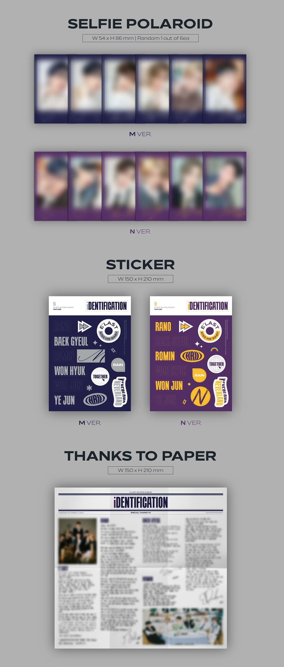 E'LAST ELAST - 4th Mini Album iDENTIFICATION CD+Folded Poster (2 versions SET (No Poster))