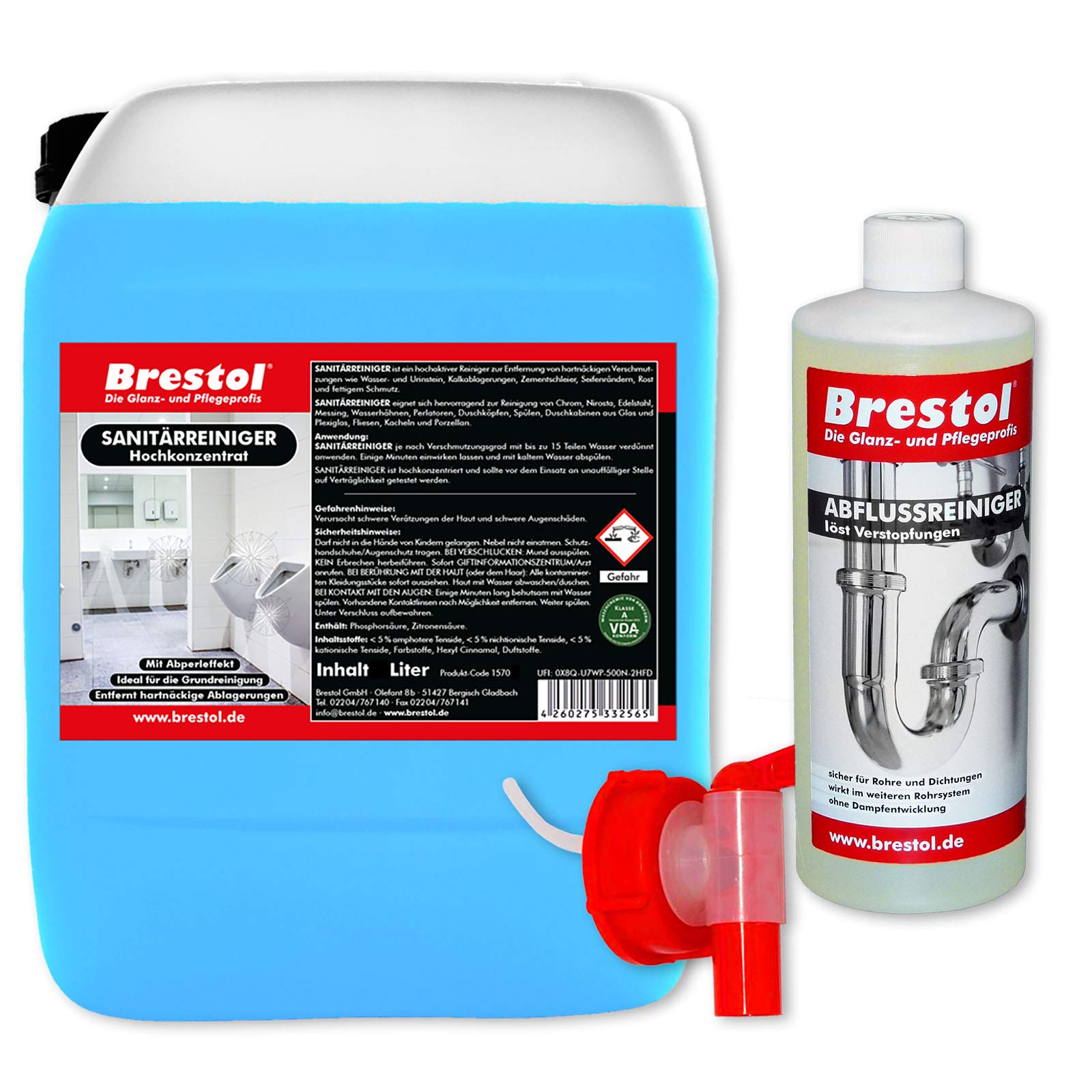 Limpiador sanitario concentrado de 5 litros, incluye grifo de 51 mm + 1 limpiador de 1000 ml