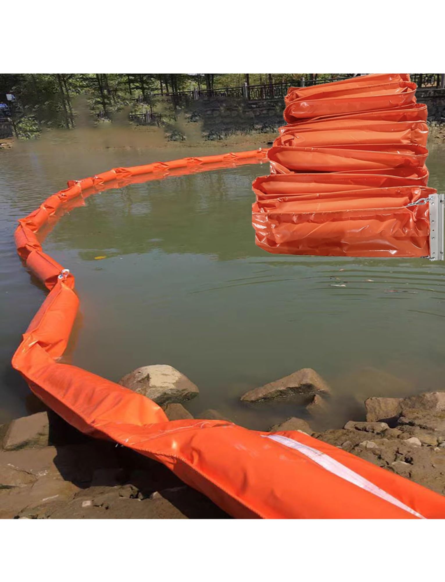 DUANHOZ Interception BarrierFloating PVC Tube Flood Barrier - Folding, Heavy-Duty for Water Diversion, Oil Spill Containment & Debris Control | Portable & Reusable​(39ft/120