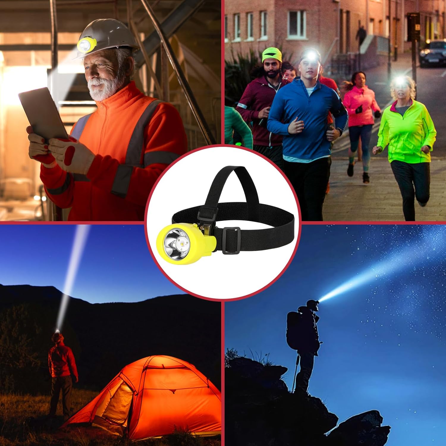 High Lumens LED Mining Headlamp with Hat - Waterproof, Durable, Long-Lasting Rechargeable Headlight, Adjustable Strap, Perfect for Miners Camping Hiking (KL3.0 Yellow with Hat)