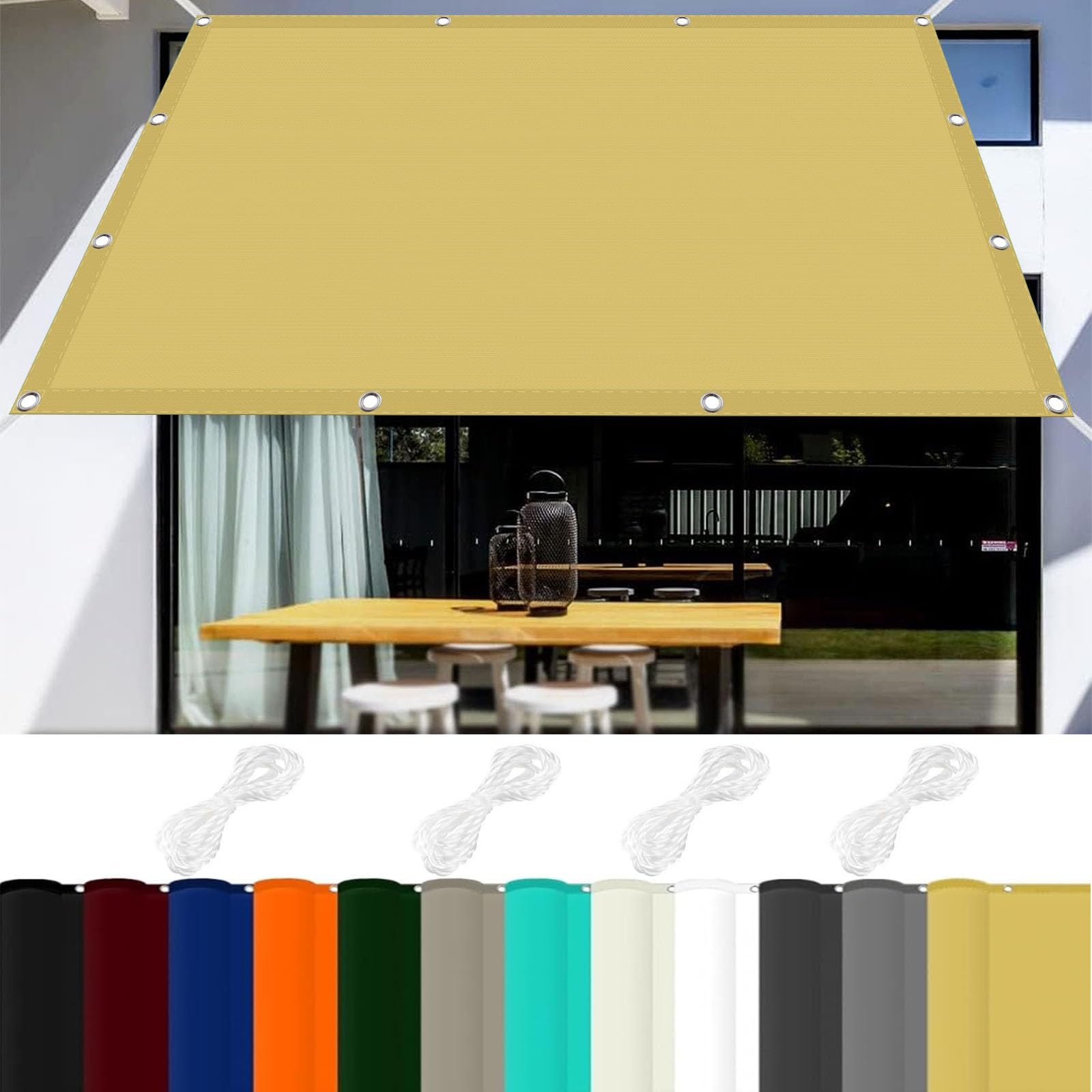 Voile de protection UV 0,5x1m crème sans perçage pour balcon