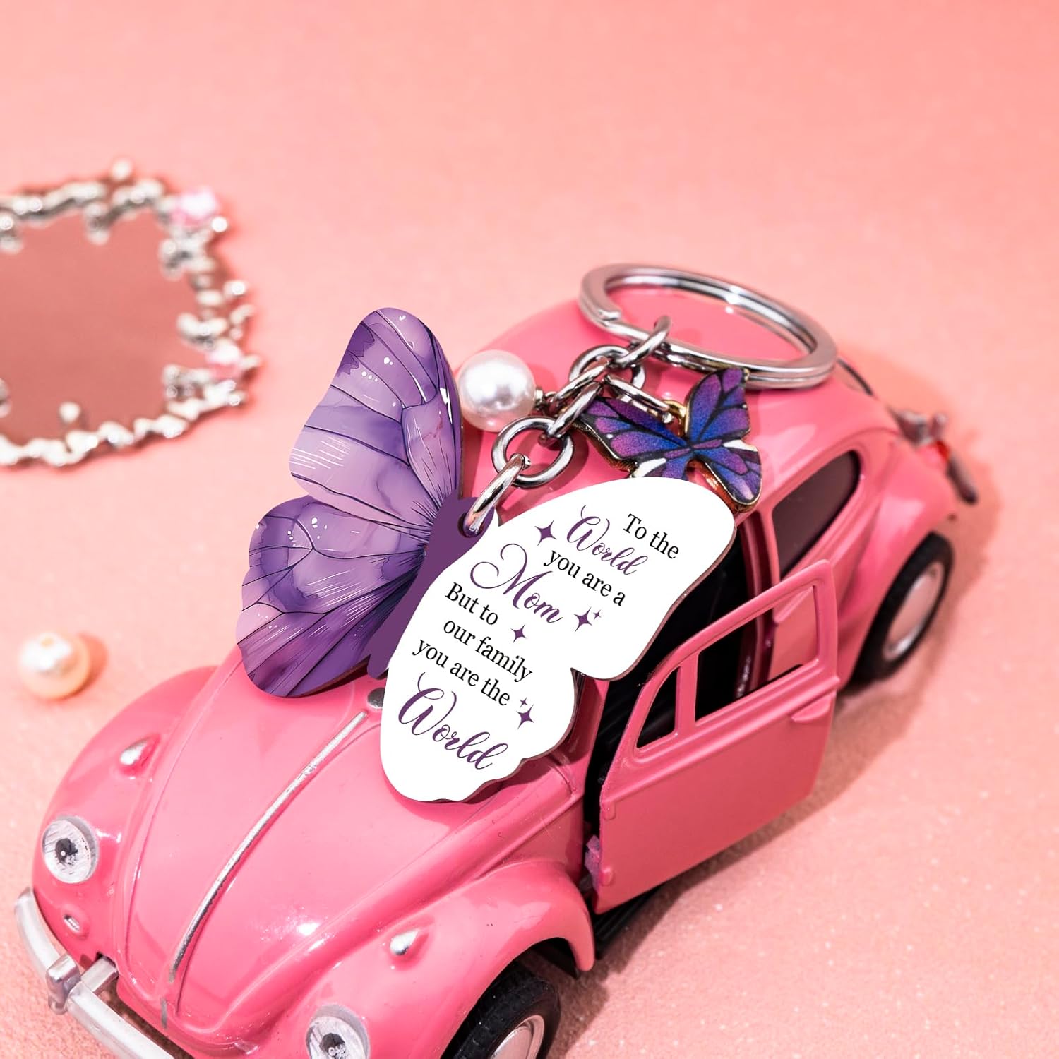 Mom Keychain Best Mom Ever Gifts Moms Birthday Gifts from Daughter Son Best Moms Keychain Valentines Day Mothers Day Gift for Mama Purple Butterfly Gift for Mother - Image 6