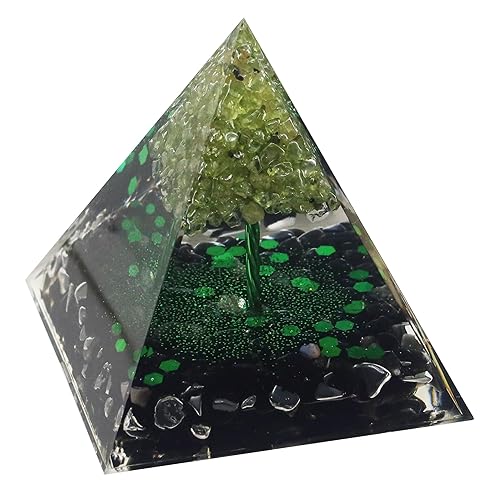 Miniatura 3 de Handmade Crystals Orgone Pyramid, Tree of Life, Peridot & Black Obsidian Orgonite Pyramids Energy Generator, NP01001-01006