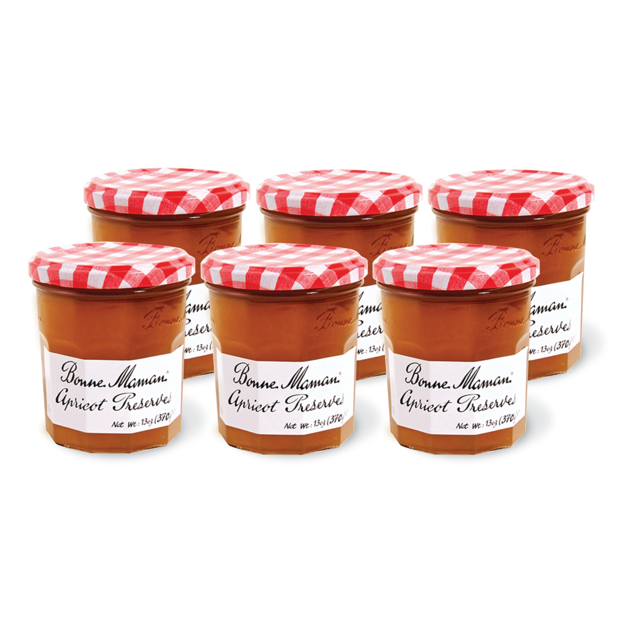 Bonne Maman Apricot Preserves, 13 oz Glass Jars (Pack of 6) – Non-GMO, Made with Simple Ingredients