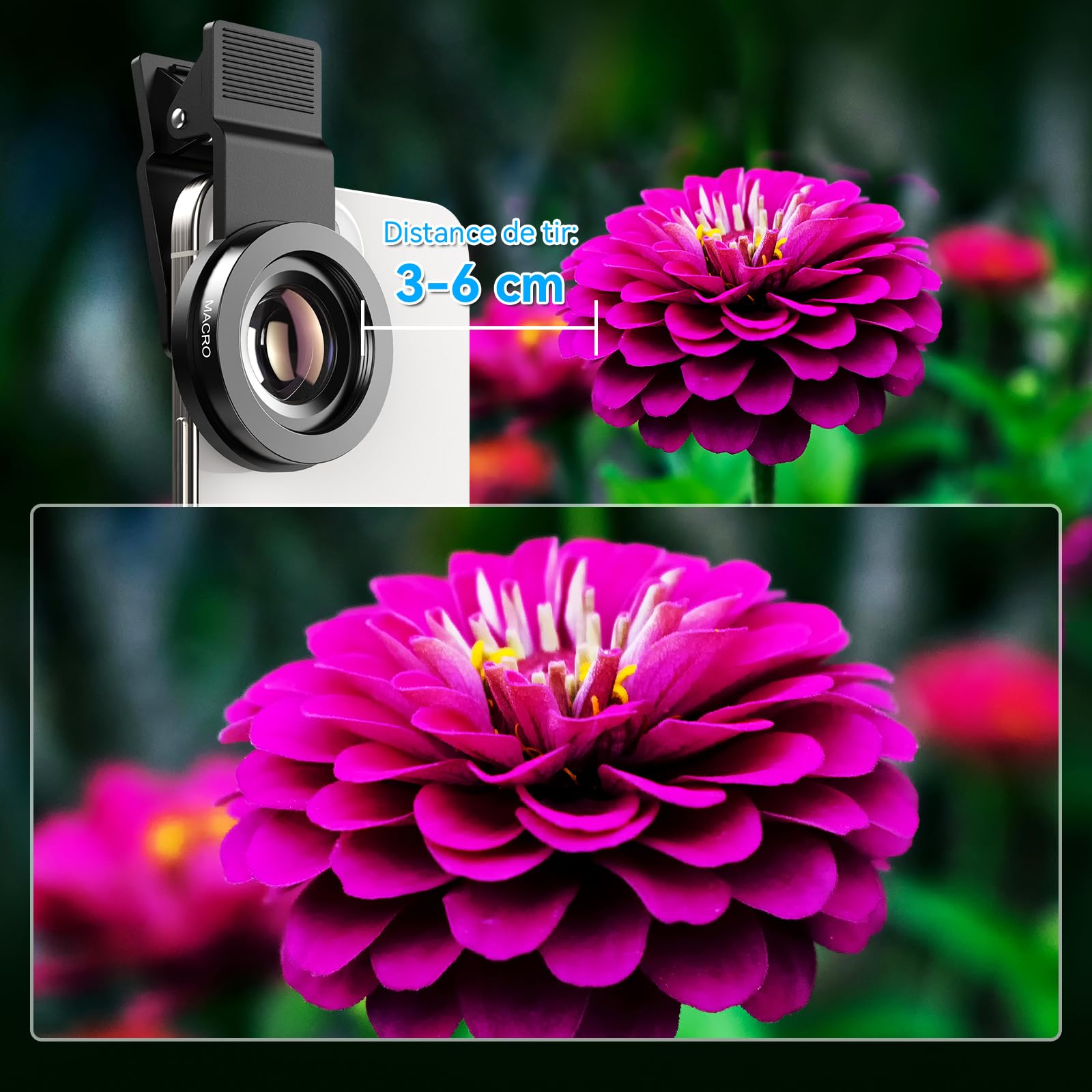 Evil Eye​ Kit d'Objectifs Universel pour iPhone & Smartphone : 140° Grand-Angle & 12,5X Objectif Macro iPhone, à Clip pour Photos Paysages Magnifiques et Gros Plans — Idéal Cadeau