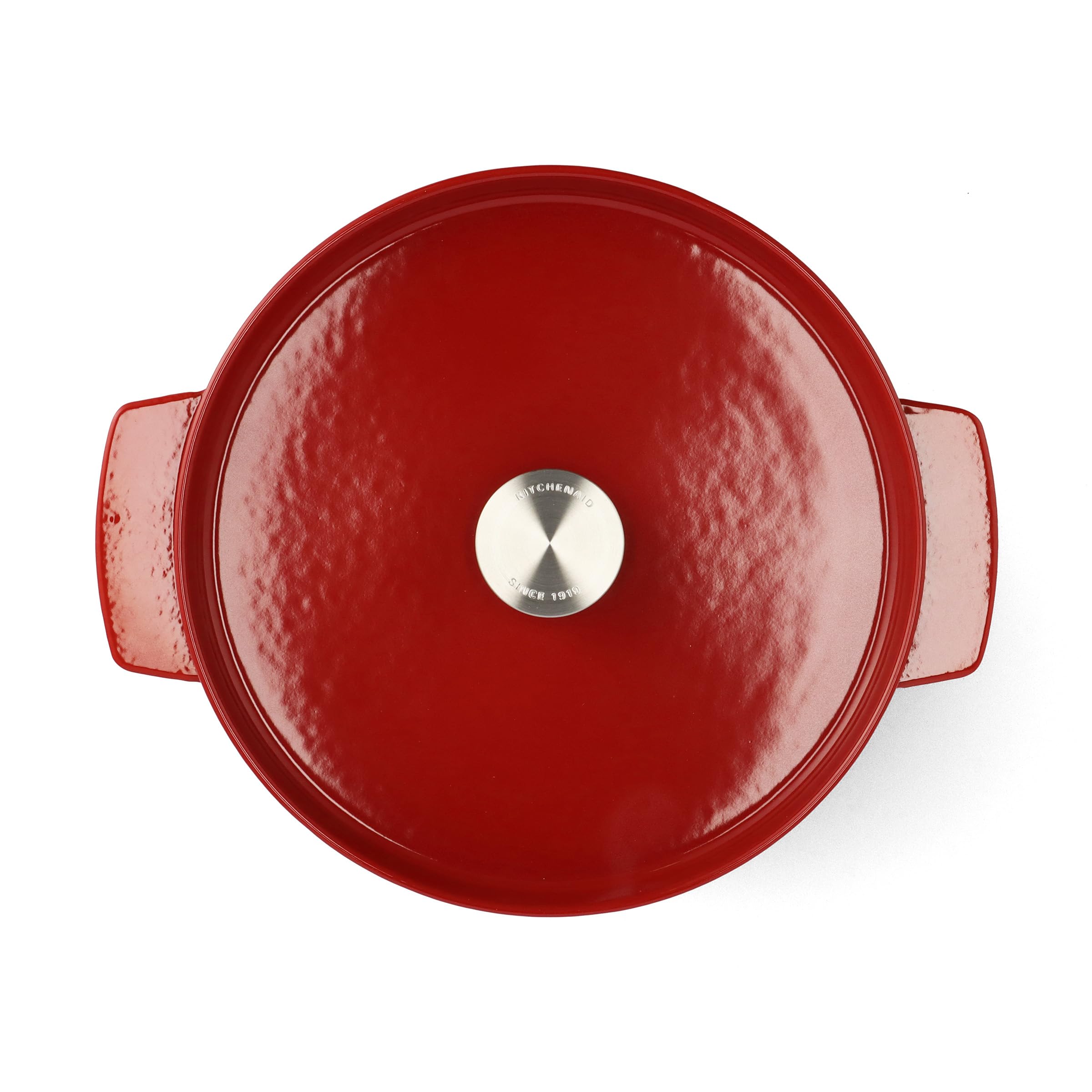 KitchenAid Cast Iron 26cm/5,2L Kasserolle mit Deckel, Hochwertig, Robust & Langlebig, Anbraten, Bräunen,Braten,PFAS-freie Emaille Innenseite,Induktion,Ergonomischer Griff,Ofenfest bis 260°C,Empire Red