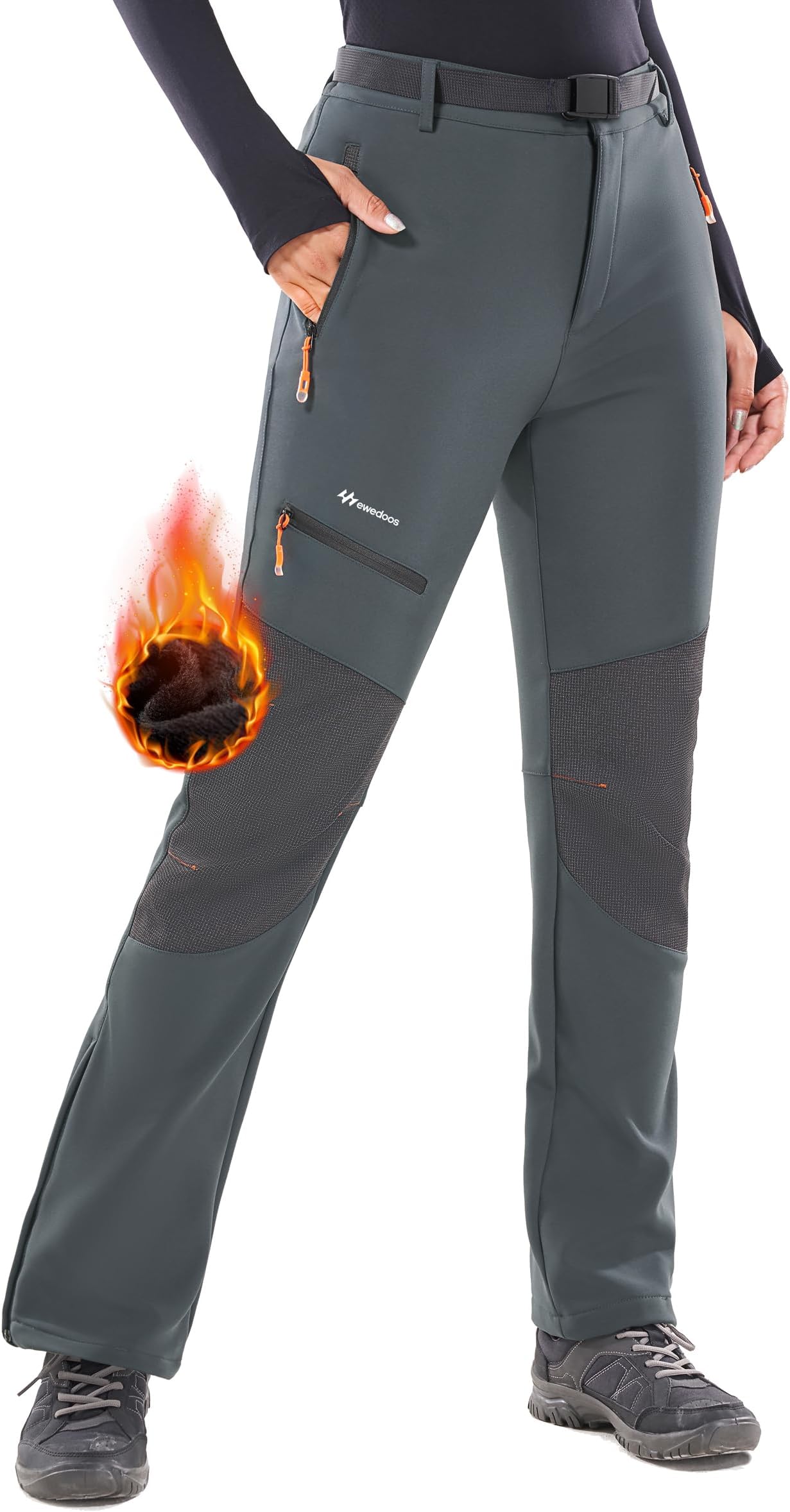 Ewedoos Snow Pants Womens Ski Pants Waterproof Insulate Softhell Fleece Lined Winter Hiking Snowboard Zipper Bottom Leg