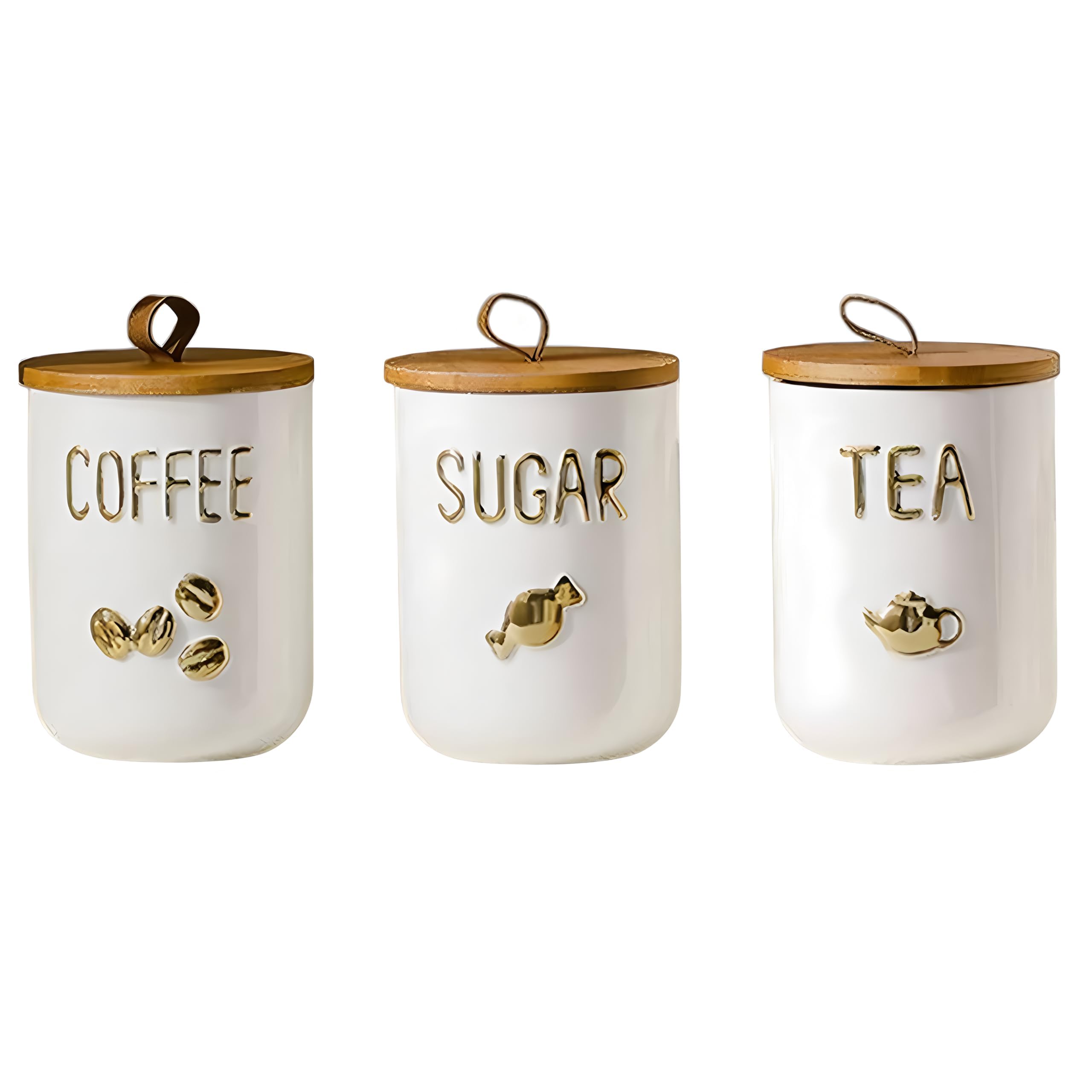 Keramik-Aufbewahrungsset mit luftdichten Deckeln – Für Tee, Kaffee & Zucker – 800ml / 24,05 oz Behälter in edlem Design