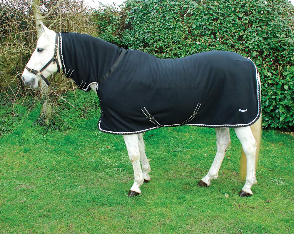 Rhinegold FULL NECK FLEECE RUG, Lightweight Turnout Rugs for Horses - Black 5'3" โ image 1