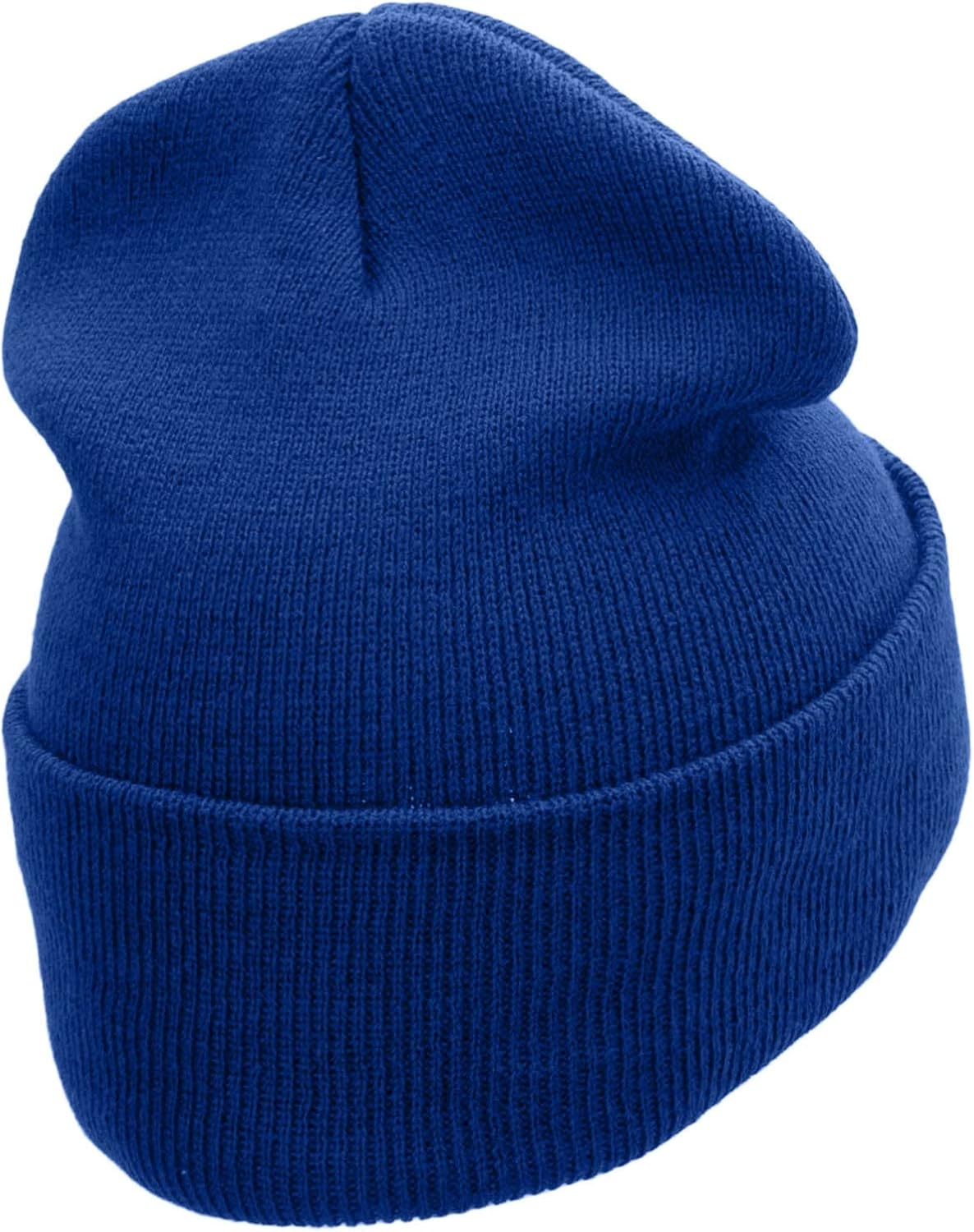 Navy Embroidered Long Knitted Beanie Made in USA