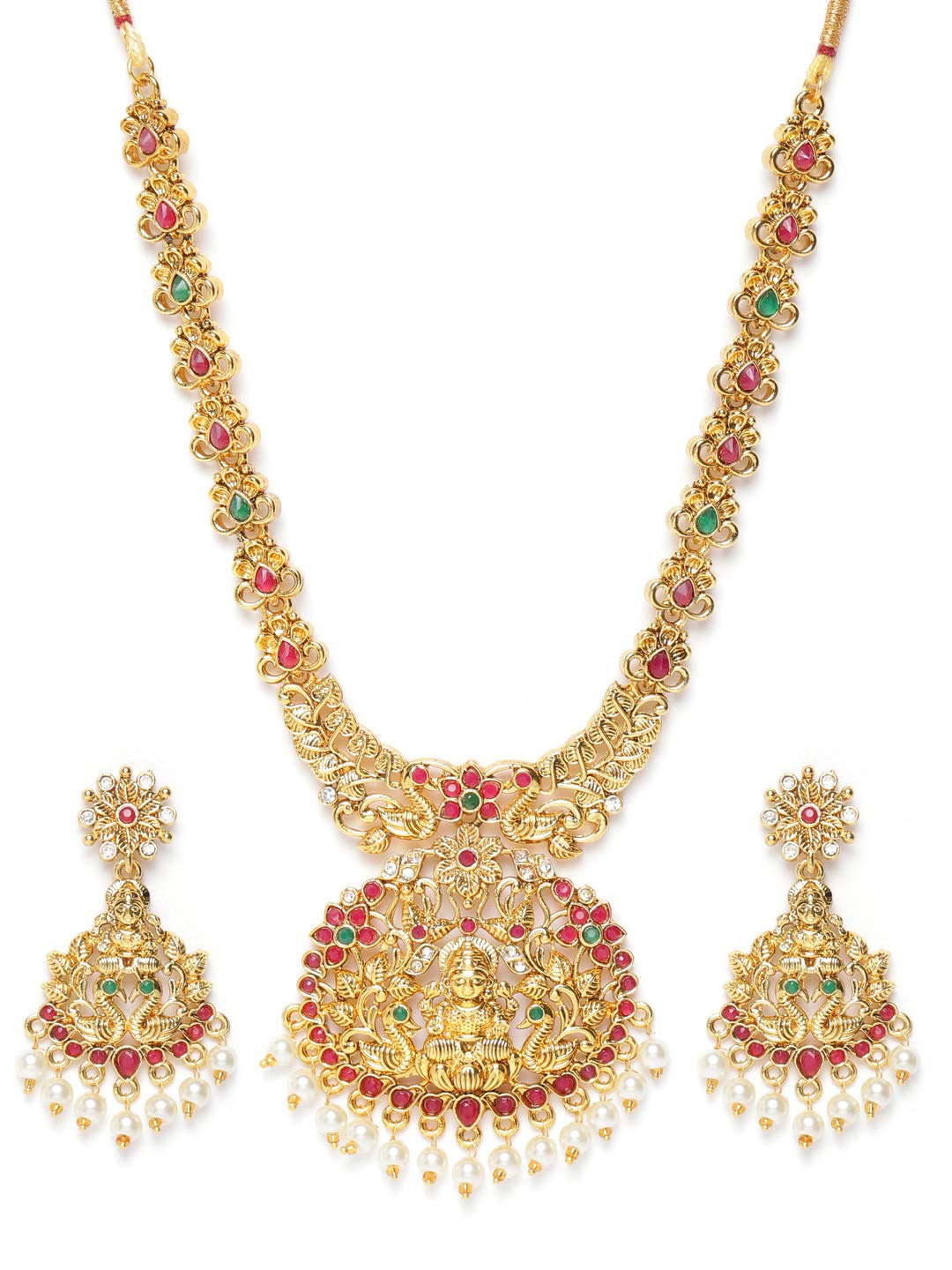 ZAVERI PEARLSTemple Jewellery Set For Women (Golden) (Zpfk9551)