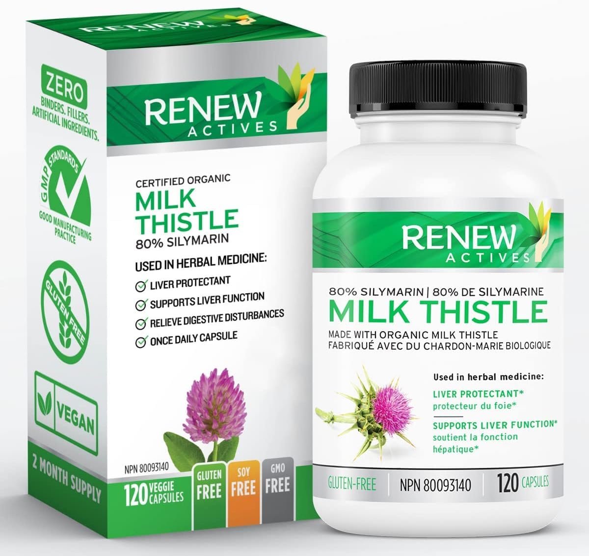Milk Thistle Capsules 175MG per Serving Organic Seed Extract for Liver Health, Concentrated Silymarin Formula, Antioxidants, & Digestive Wellness – Made in Canada - 120 Capsules