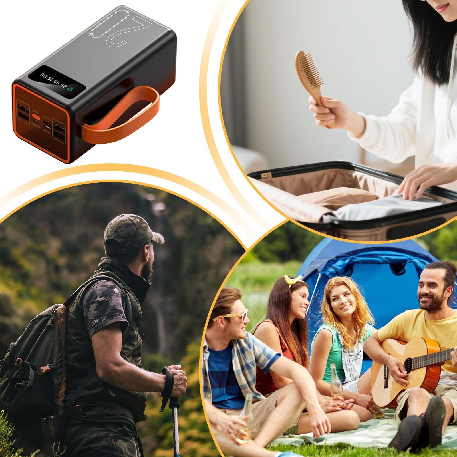 Power Bank Portatile a Energia Solare - Power Bank per Telefono e Dispositivi Elettronici,Batteria Esterna Compatta con Alta Autonomia per Escursionismo e Campeggio all'Aperto