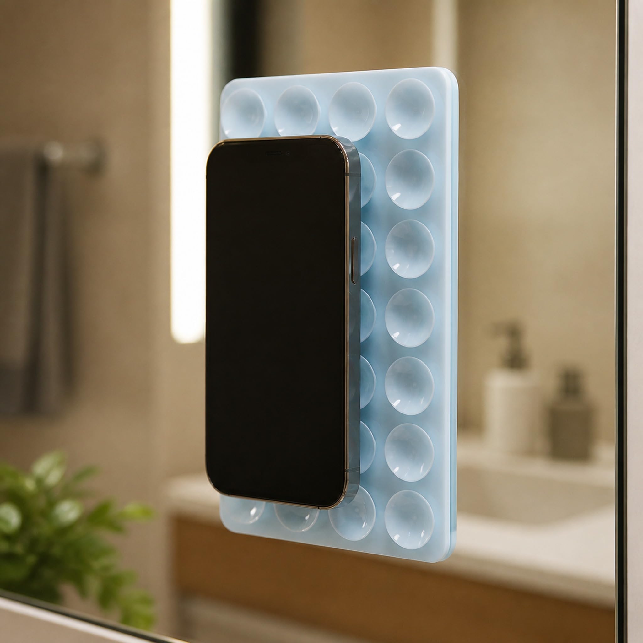 1 Pack Double Sided Silicone Suction Phone Mount Pad Strong Grip Holder for Live Streaming Selfie Video Hands Free Stand blue