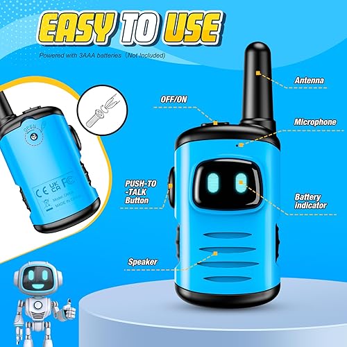 Miniatura 6 de Walkie Talkies de juguete para niños comedyfun Mini Robots, Walkies Talkies, paquete de 2 juguetes para niños de 3, 4, 5, 6 a 8 años, para acampar