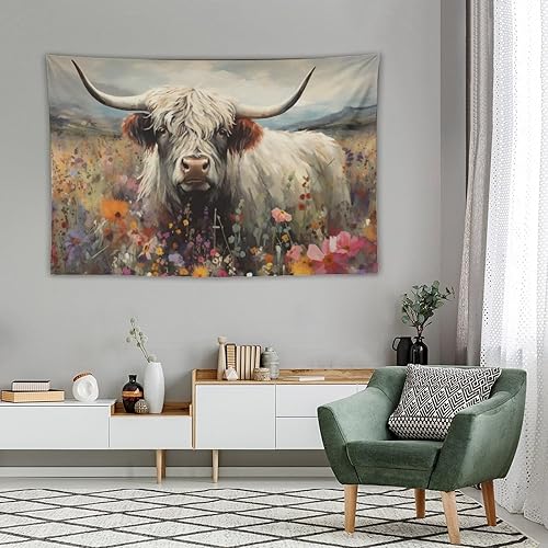 Miniatura 4 de FeoYoed Tapiz para colgar en la pared, decoración estética para dormitorio, sala de estar, tapices de arte de pared, animales de las tierras altas,