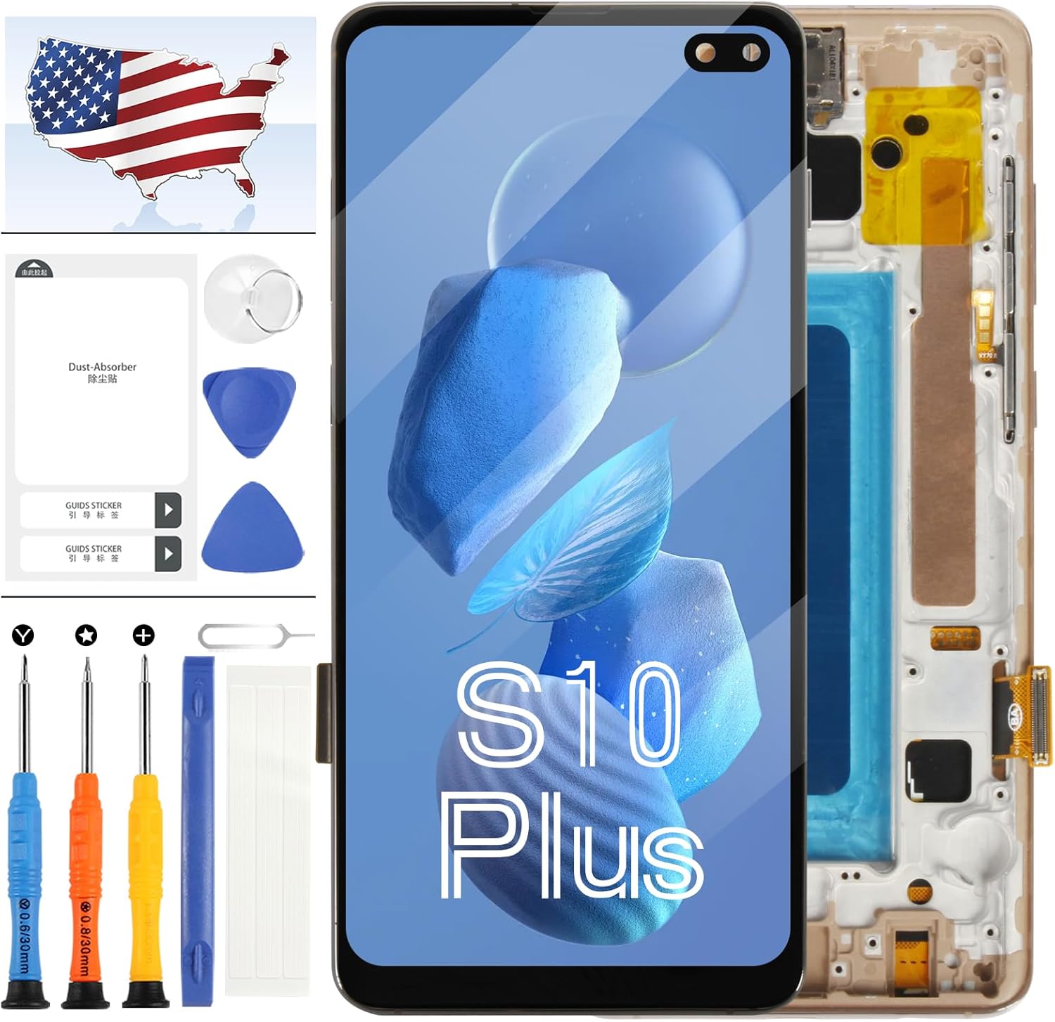 TFT Galaxy S10 Plus LCD Screen Replacement for Samsung Galaxy S10 Plus G975f G975u G975w LCD Display Touch Screen Digitizer Assembly Repair Kit 6.4" with Frame (NO Fingerprint) (Black)