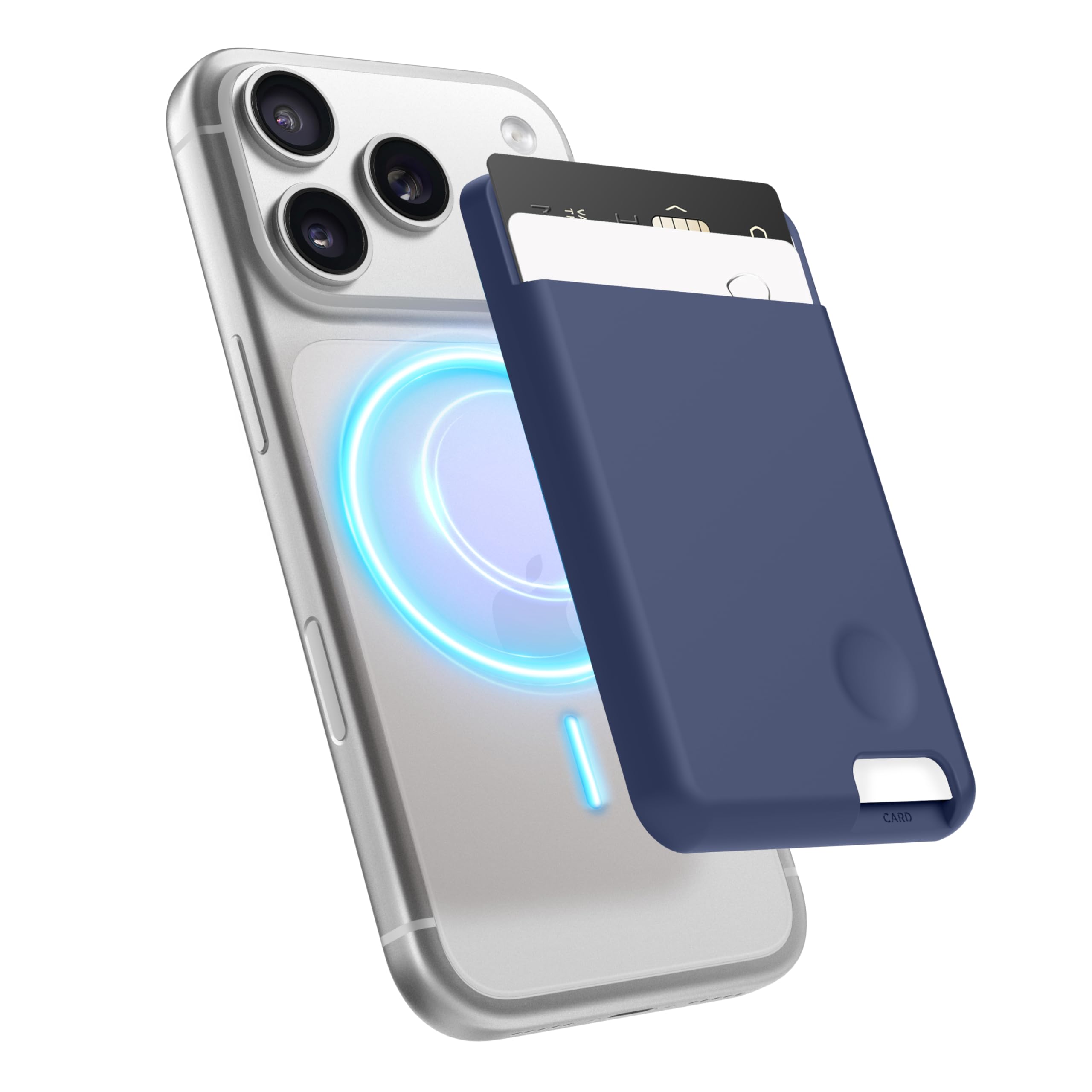 elago Porte Cartes Magnétique 2 Cartes Compatible MagSafe iPhone 16/15/14/13/12 Séries Portefeuille Téléphone Bleu
