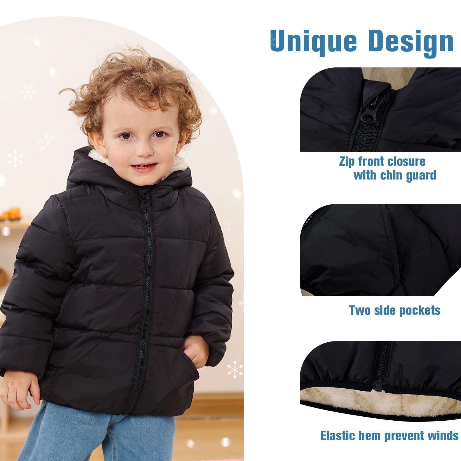 Kids4ever Giubbotto invernale con cappuccio a forma di dinosauro, per neonati, con fodera in pile artico termico, cerniera, due tasche, 6 mesi-5 anni