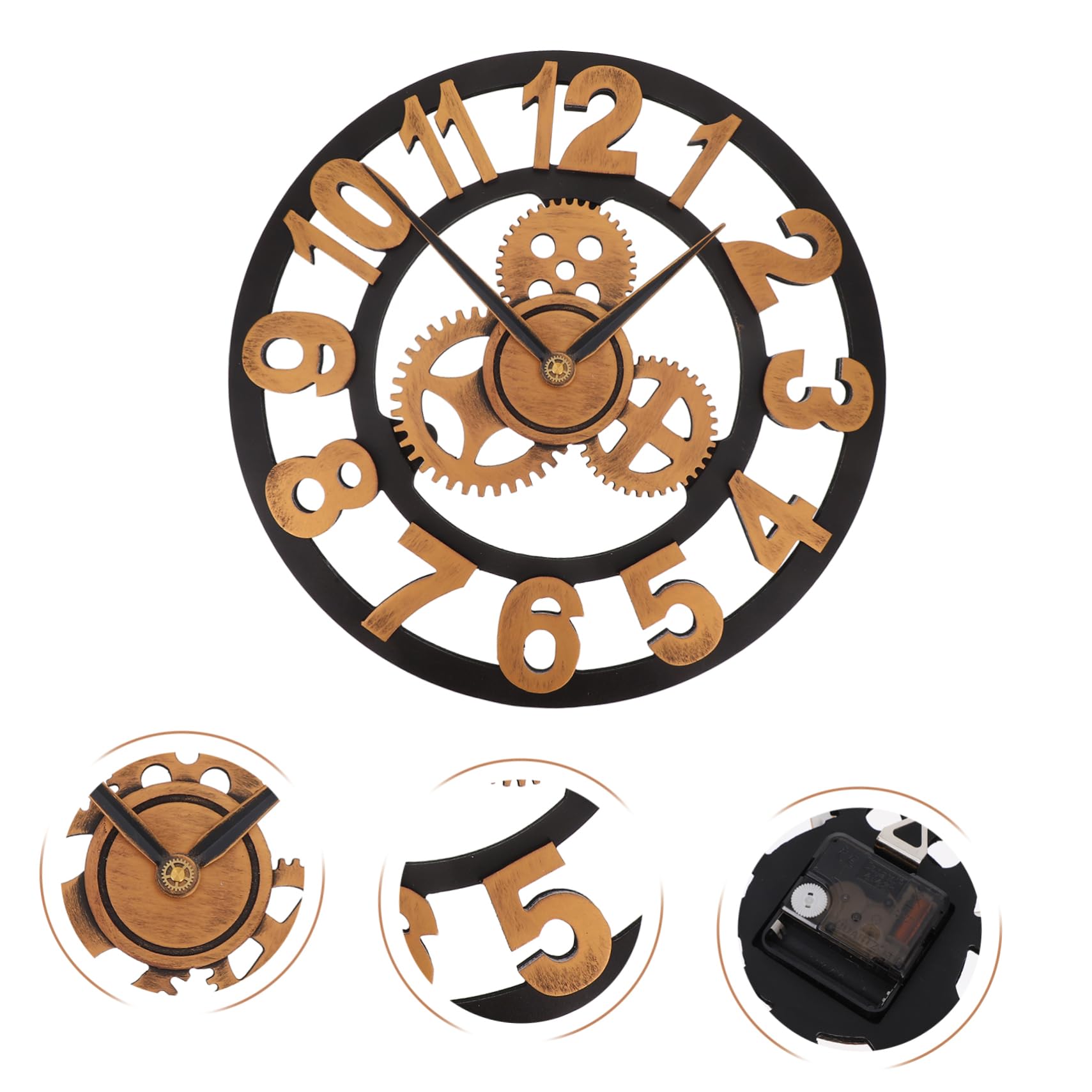 ULTECHNOVO Reloj para Madera Industrial Engranajes, Silencioso de Pared y Fácil de Limpiar, Adecuado Decoración del Hogar y Oficina