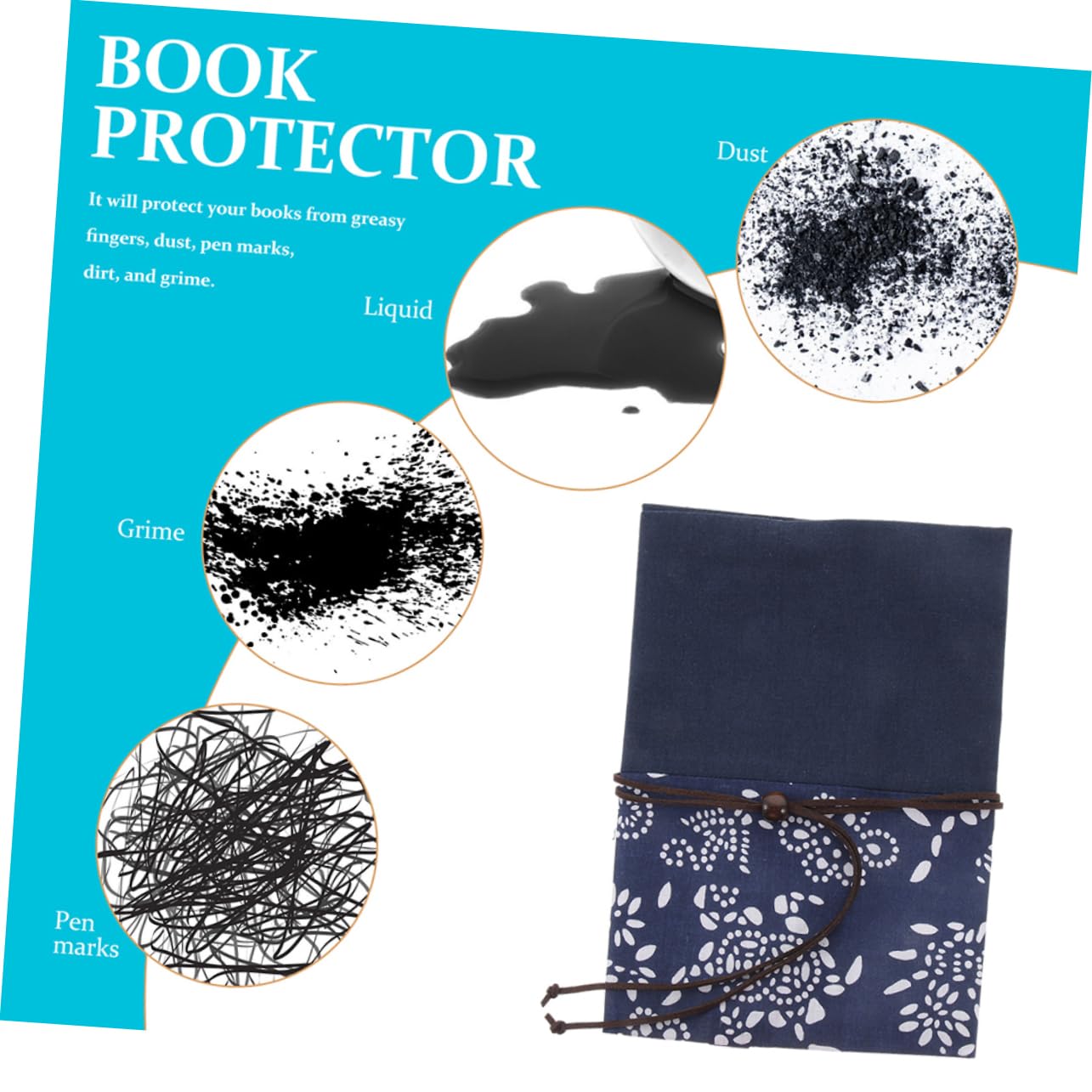 NUOBESTY Lot De 4 Couvertures De Livres En Tissu Teint Bleu Encre Protection Transparente Classeurs Scrapbooking Décoration De Livres Classeurs Intercalaires Autocollants Pochette