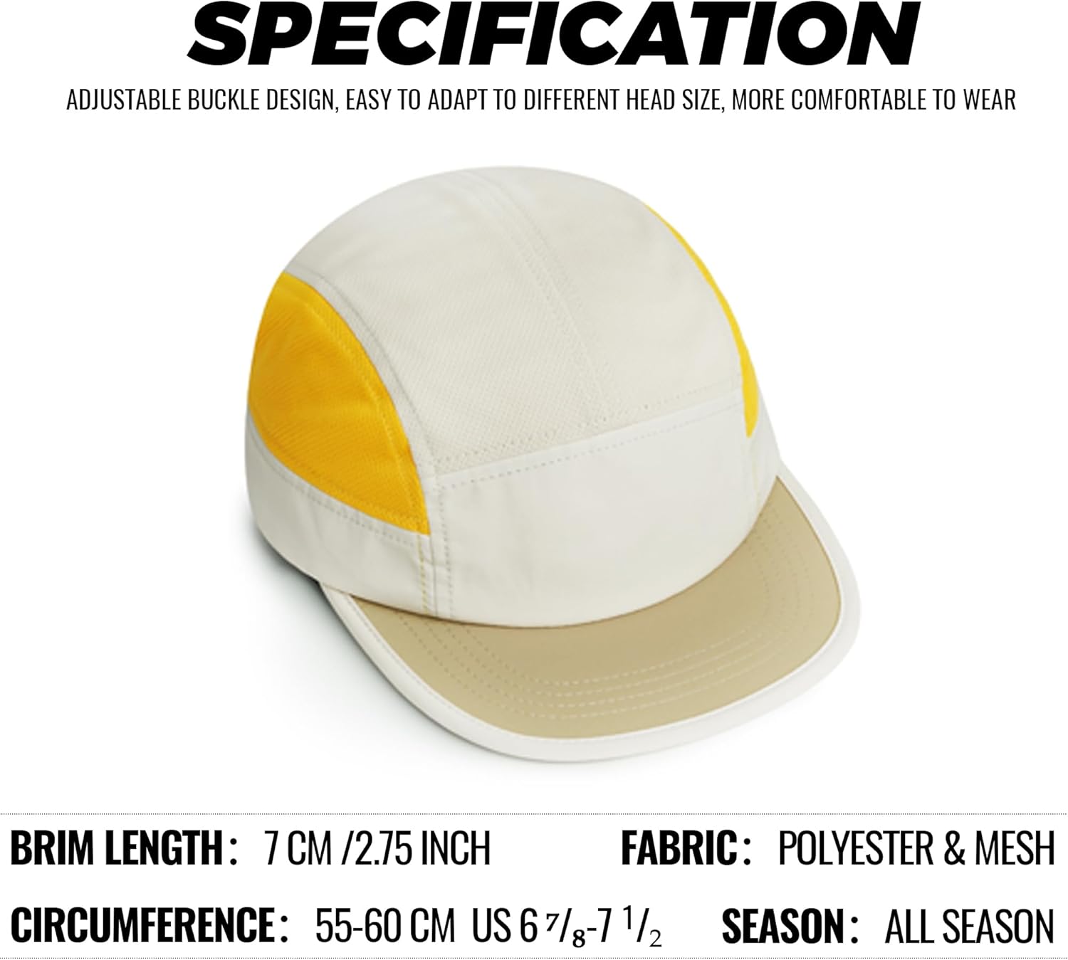 Clakllie Quick Dry 5 Panel Hat Summer Mesh Baseball Cap Flat Brim Trucker Hats Snapback Running Cap Breathable Golf Dad Hats - Image 2