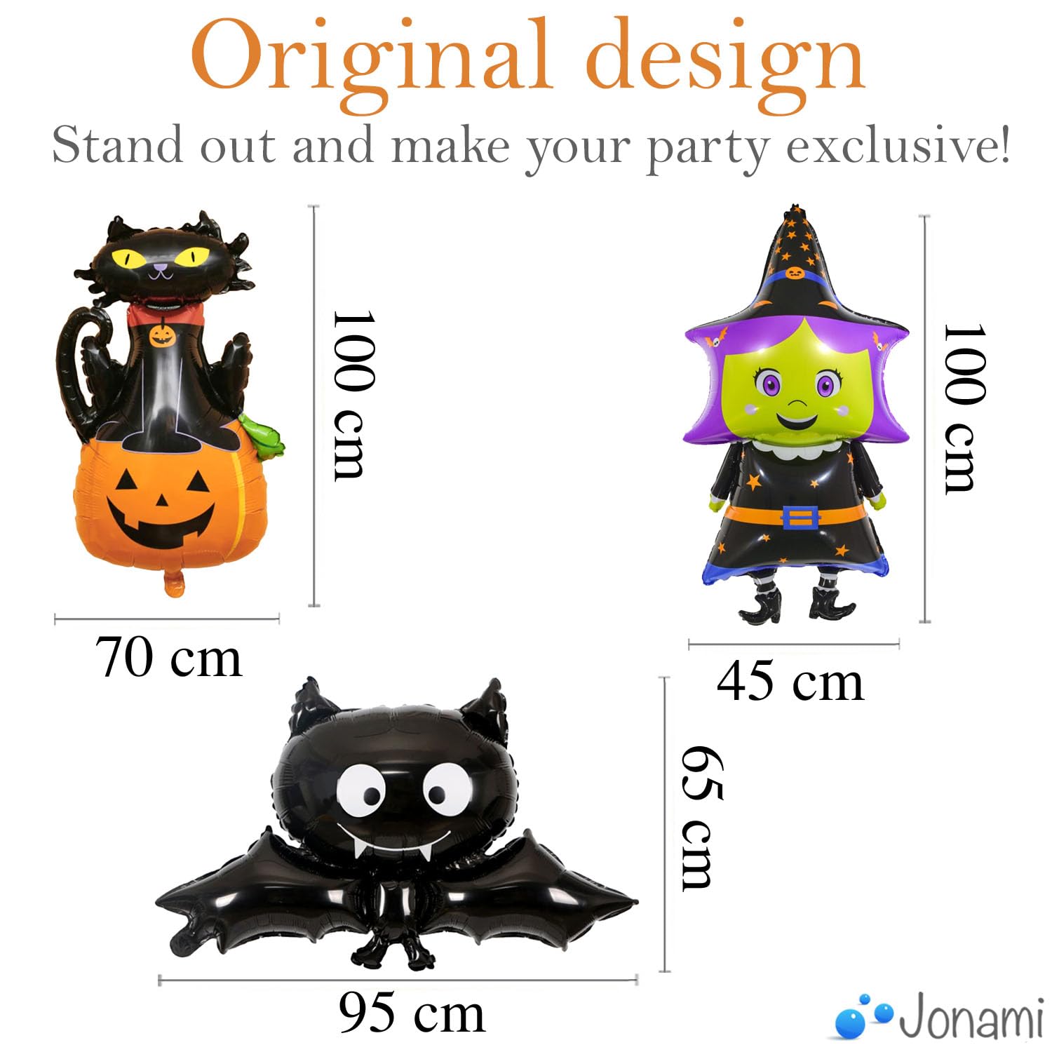 Lot De 9 Ballons Aluminium Halloween XXL - Chauves-souris, Sorcières, Fantômes, Citrouilles... Pour Décoration Intérieure/extérieure