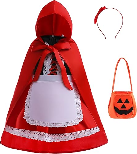 Dressy Daisy Disfraz de capucha roja pequeña con capa para niñas pequeñas talla 2T a 10