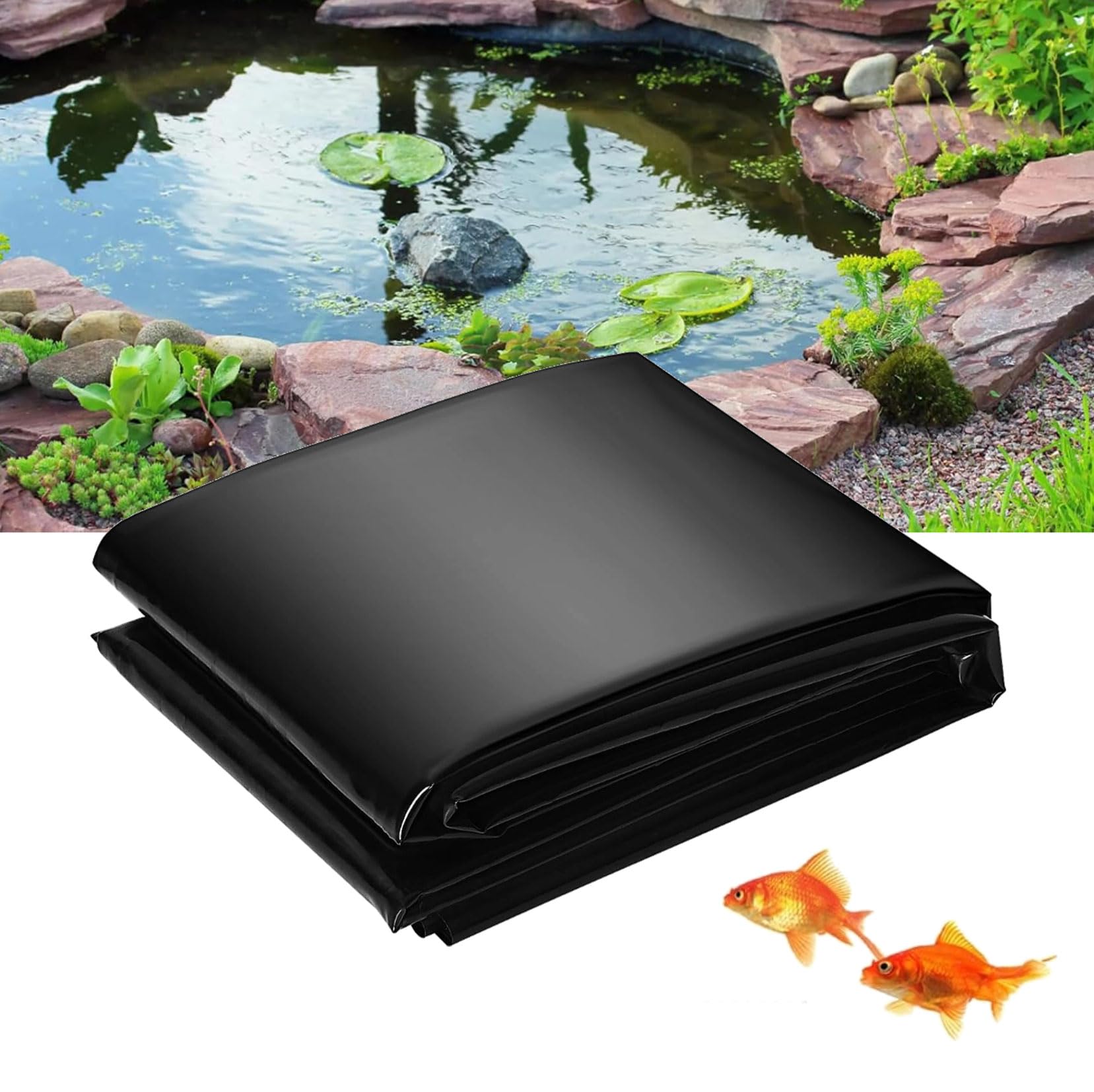 teichfolie 9X9m poolfolie Kann Wiederverwendet Schwarze Folie Garten, Reißfest Baufolie Flexibel Gartenteiche Dichtungsfolie Teichmembran Folie Wassergarten und Wasserfall