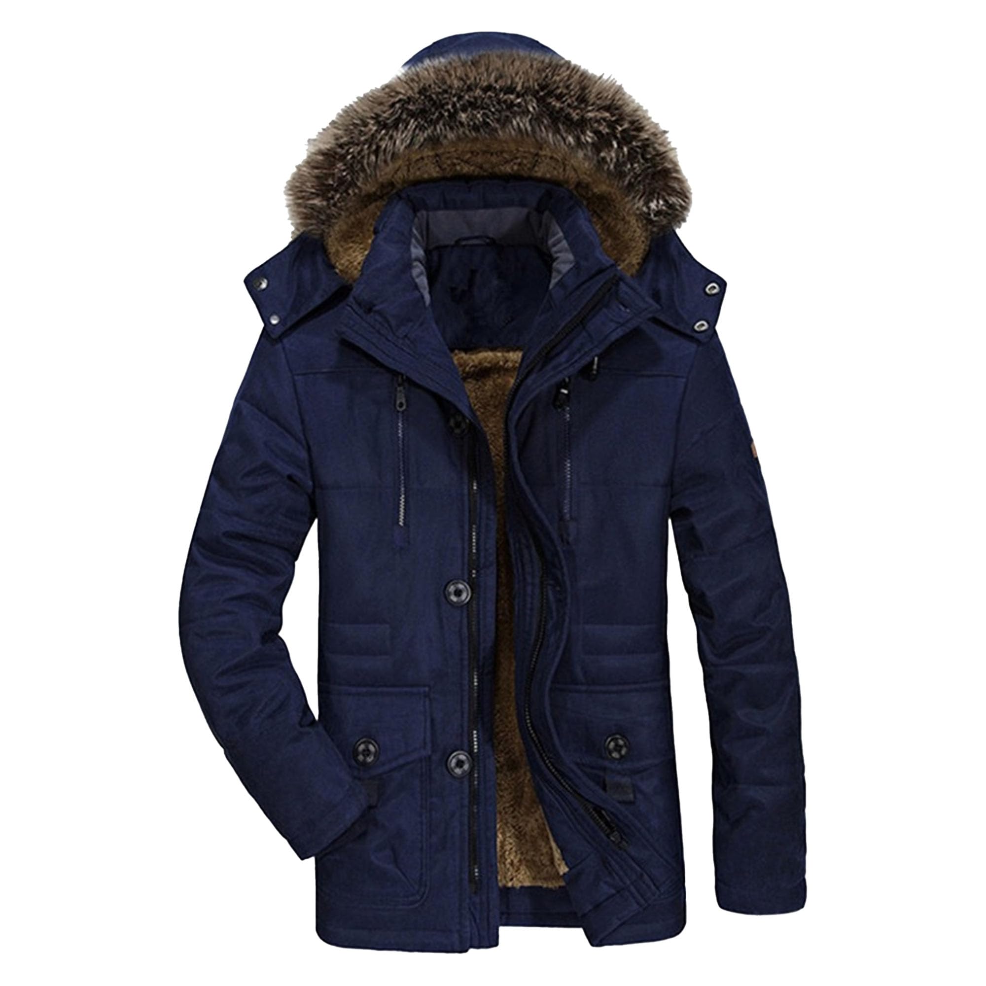 Męska zimowa ciepła kurtka wojskowa z podszewką Sherpa Mid Packable Parka, męskie płaszcze zimowe z kapturem ze sztucznego futra