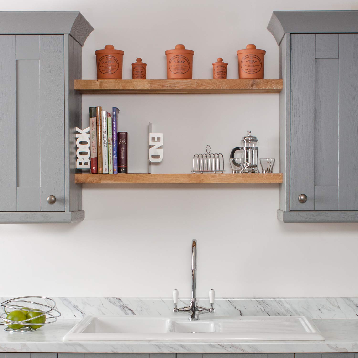 WORKTOP EXPRESS Solid Oak Timber Block Floating Shelf Available in a
